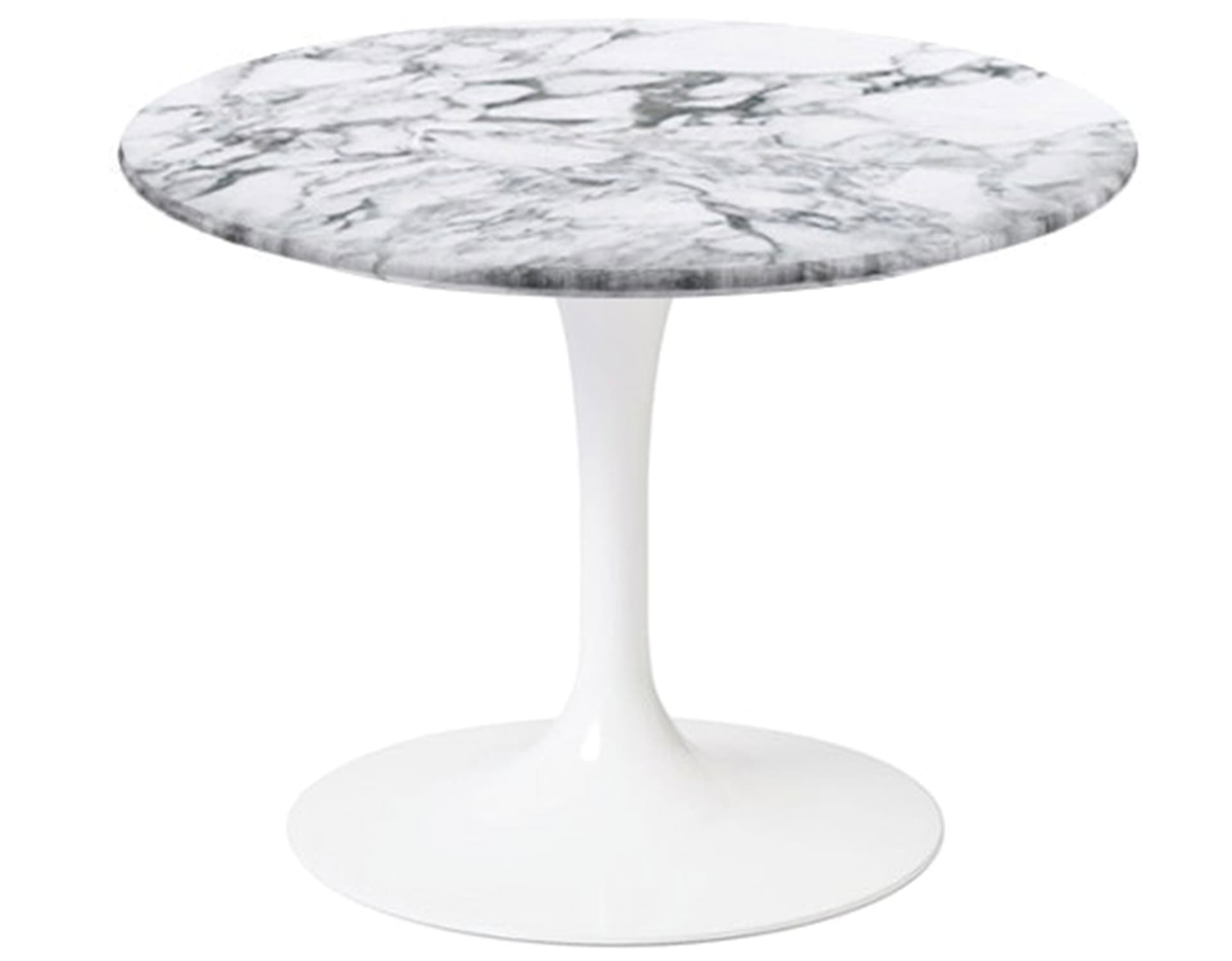 saarinen coffee table - 20" round / high gloss - white / satin marble - arabescato