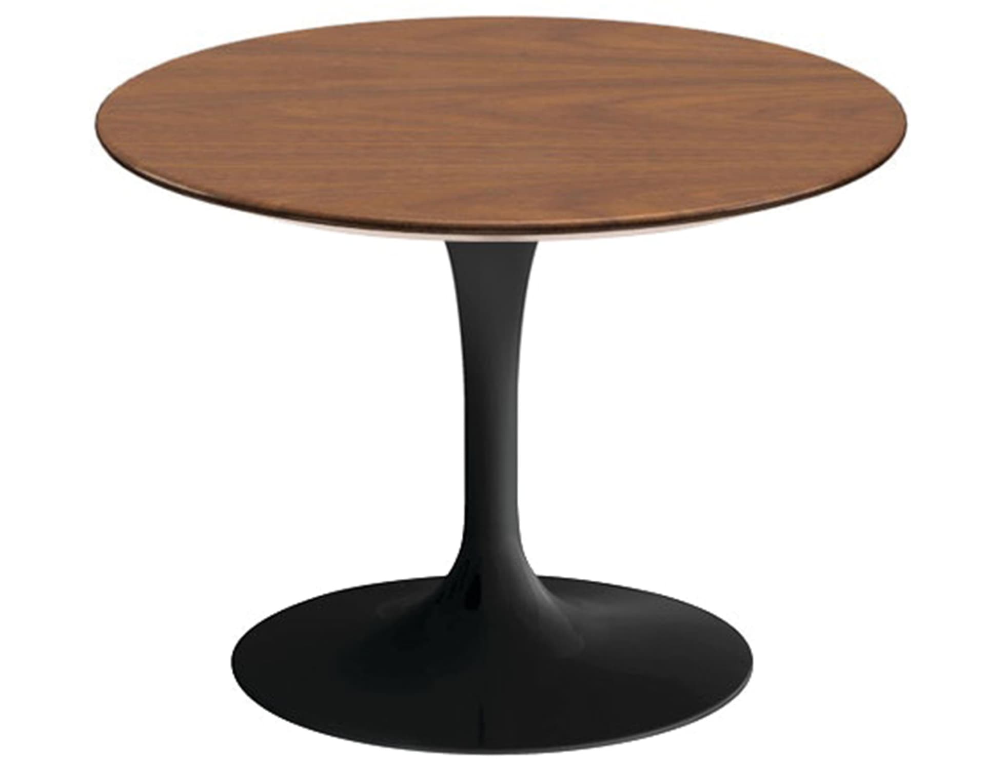 saarinen coffee table - 20" round / high gloss - black / veneer - light walnut