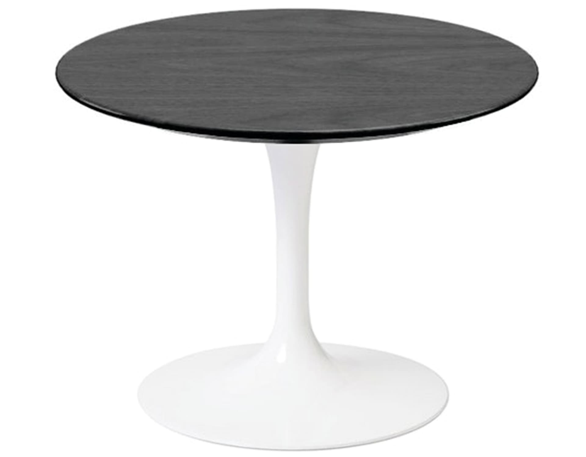 saarinen coffee table - 20" round / high gloss - white / veneer - ebonized walnut