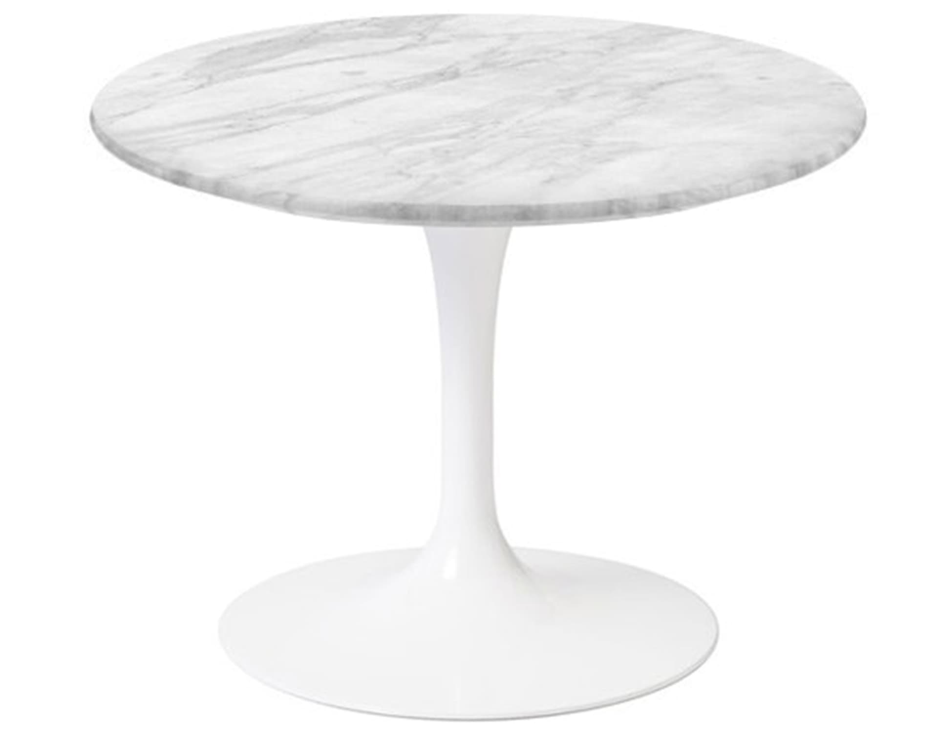 saarinen coffee table - 20" round / high gloss - white / polished marble - carrara