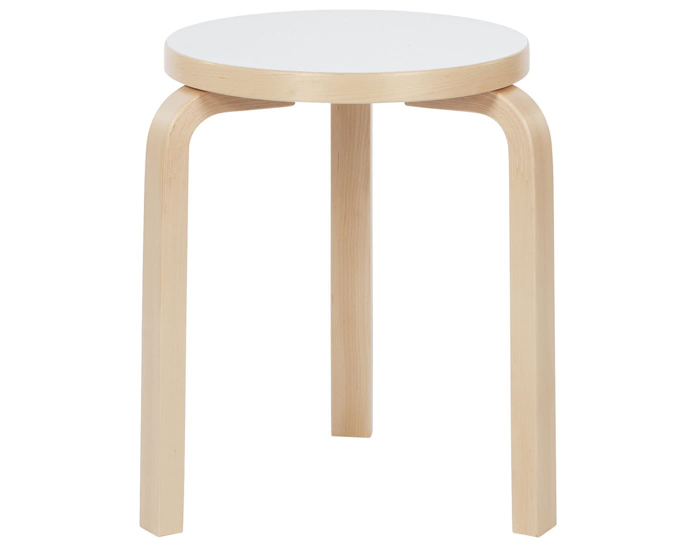 alvar aalto stool 60 / white linoleum top / natural birch legs