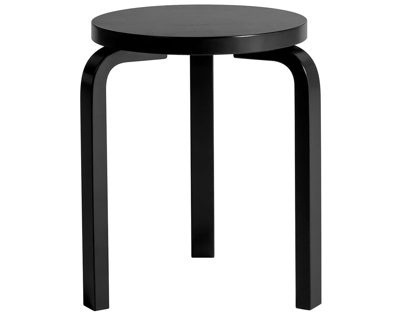 alvar aalto stool 60 / black lacquer top with matching legs