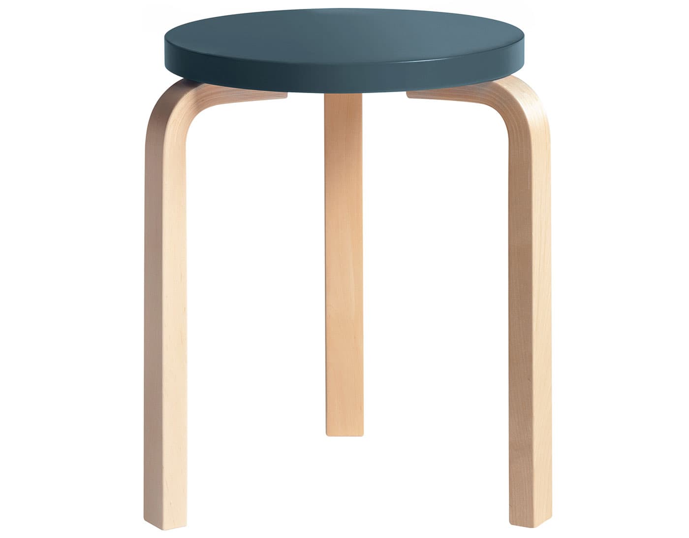 alvar aalto stool 60 / blue lacquer top / natural birch legs