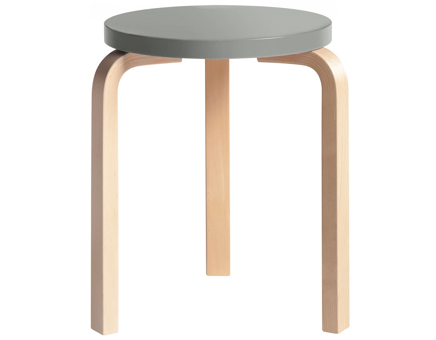alvar aalto stool 60 / grey lacquer top / natural birch legs