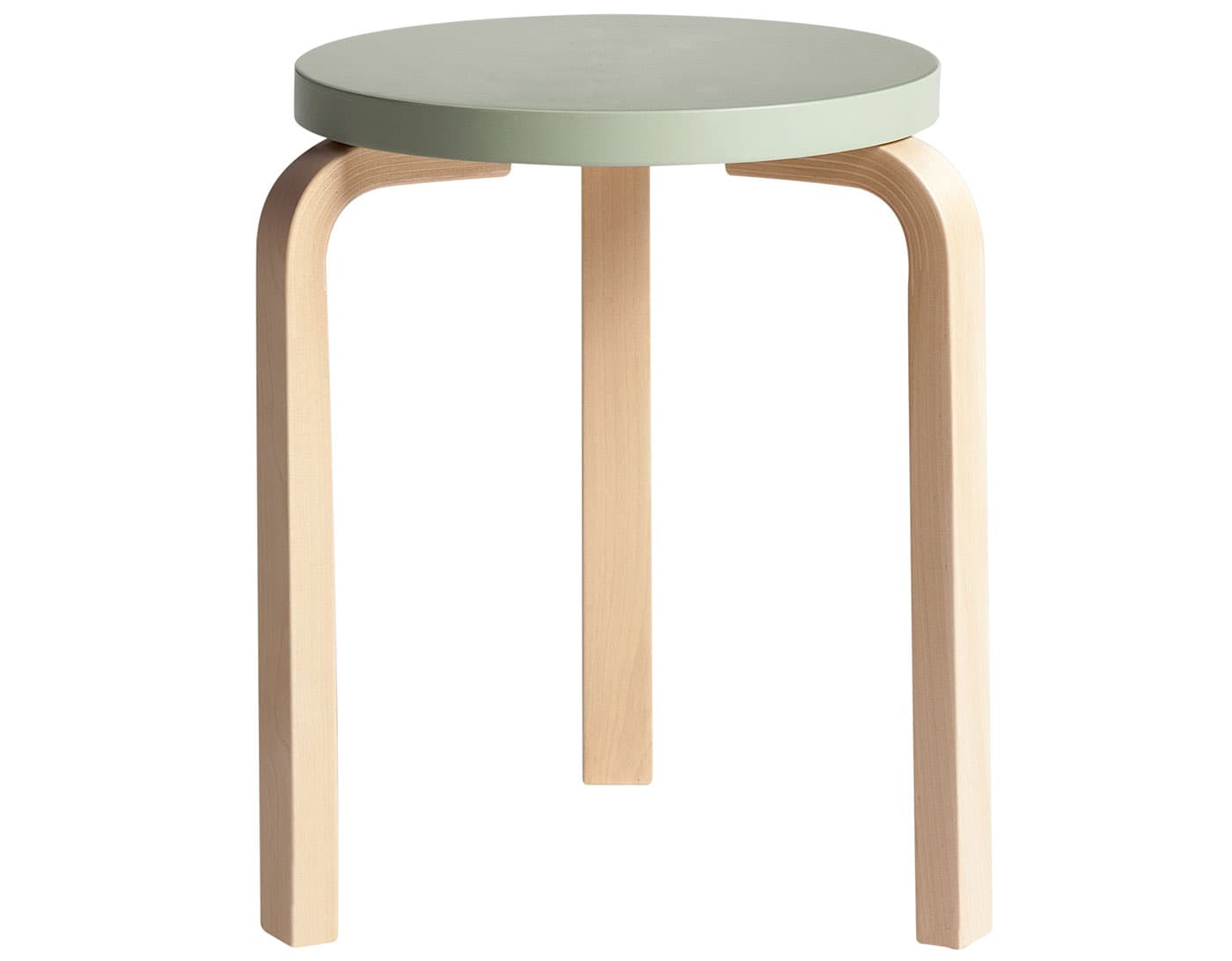 alvar aalto stool 60 / green lacquer top / natural birch legs