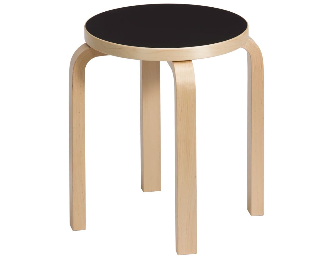 alvar aalto stool e60 / black linoleum top / natural birch legs