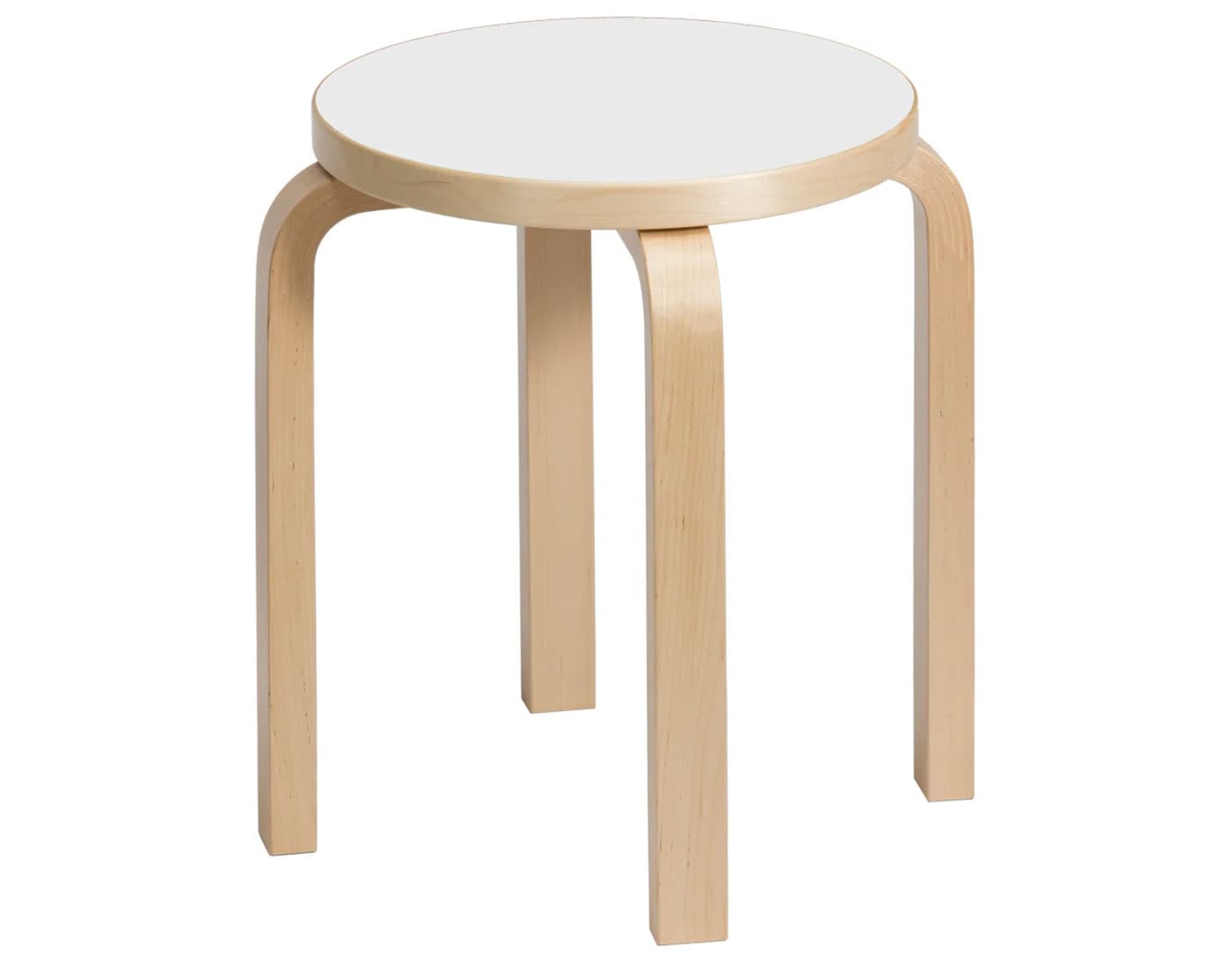 alvar aalto stool e60 / white linoleum top / natural birch legs