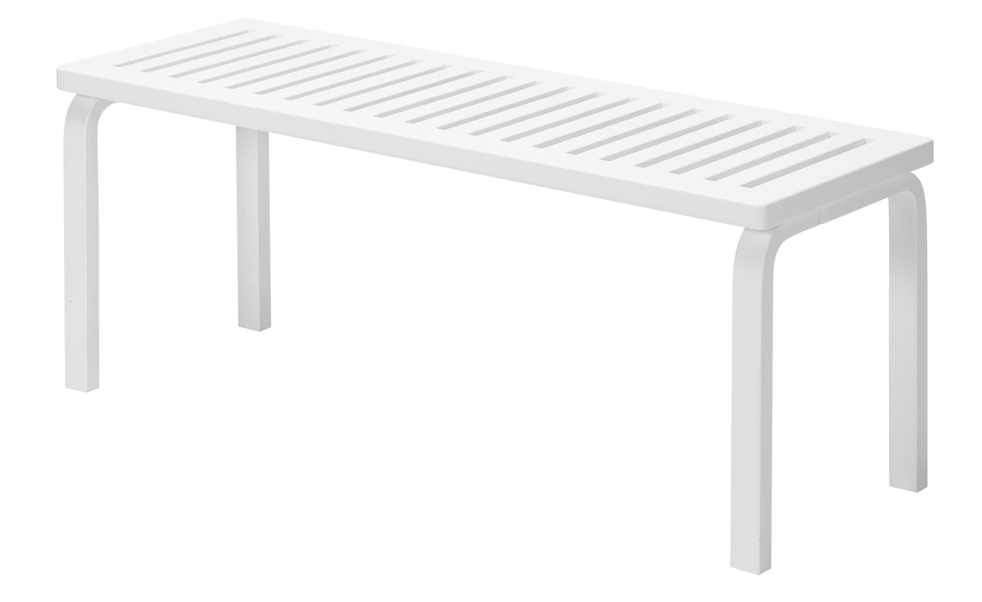 alvar aalto bench 153A - 44.25" length / slatted top, white lacquered