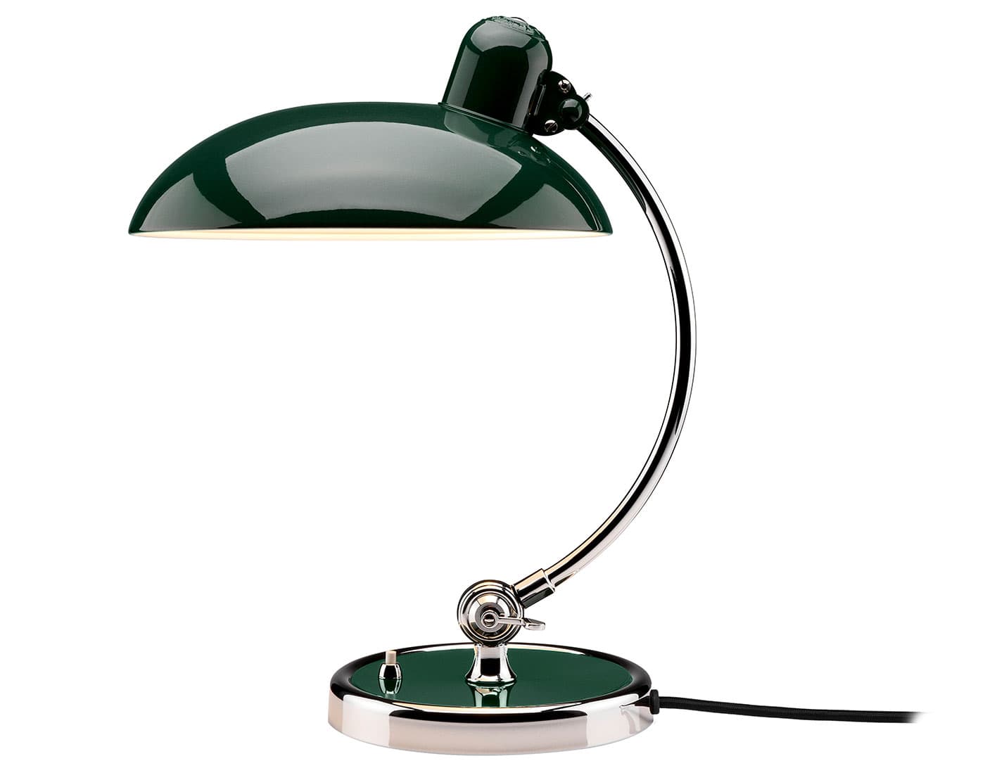 kaiser idell luxus table lamp / glossy dark green shade / chrome base