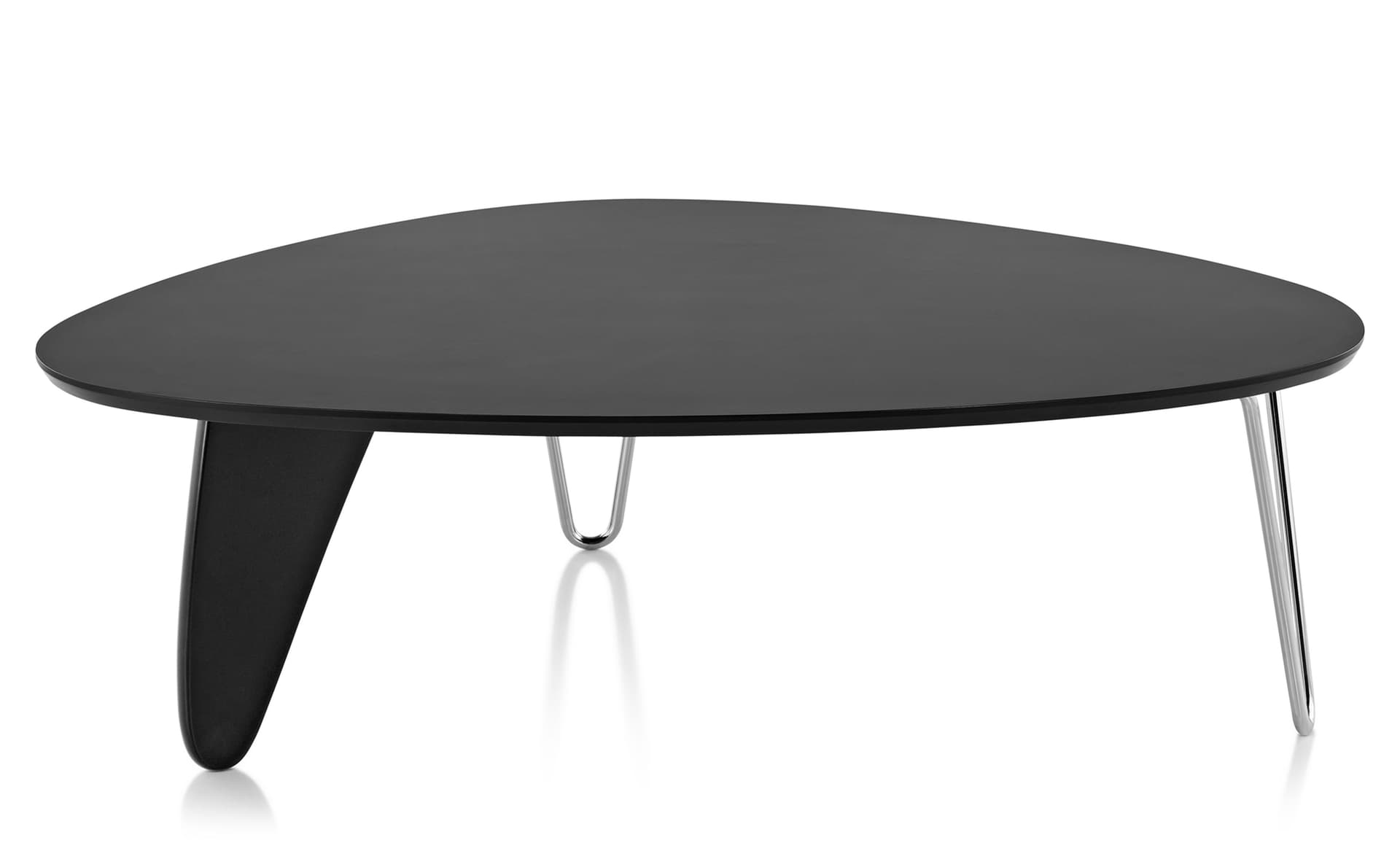 isamu noguchi rudder table / ebony on maple with trivalent chrome leg