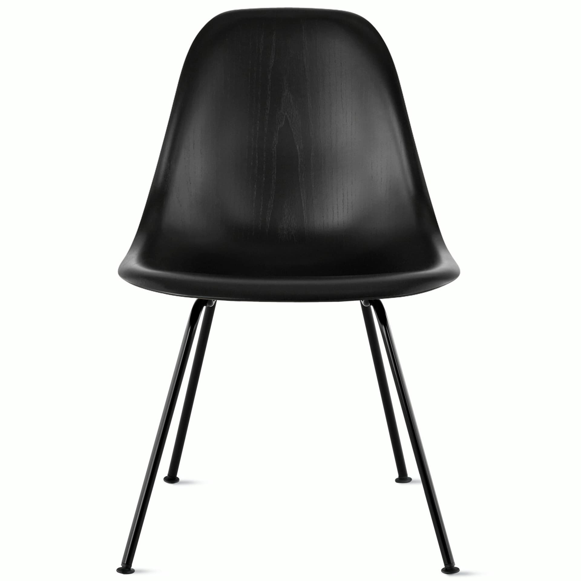 eames molded wood side chair with 4 leg base / standard glides  / ebony  / black