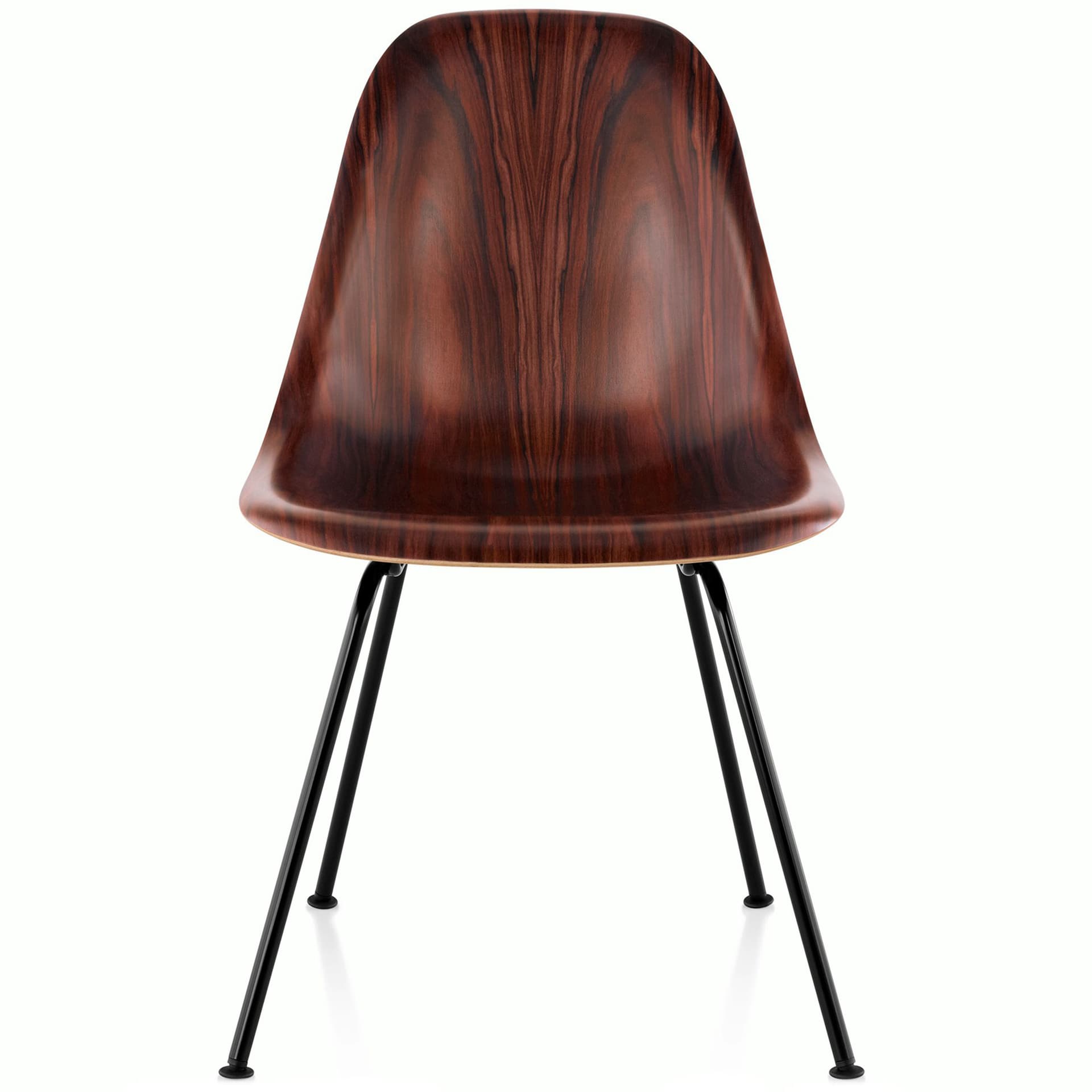 eames molded wood side chair with 4 leg base / standard glides with felt bottom  / santos palisander  / black