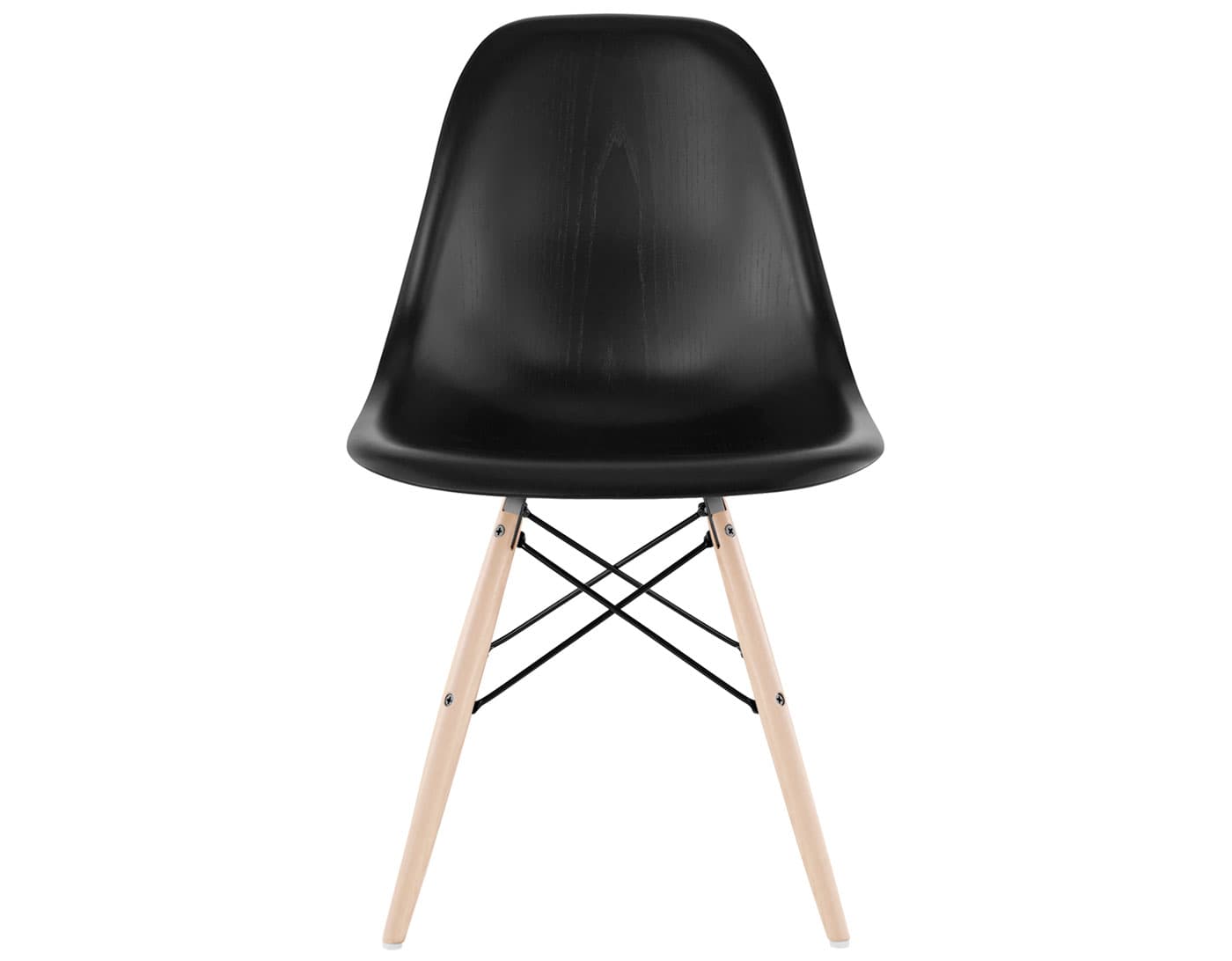 eames molded wood side chair with dowel base / standard glides with felt bottom  / ebony  / black  / maple with white glides