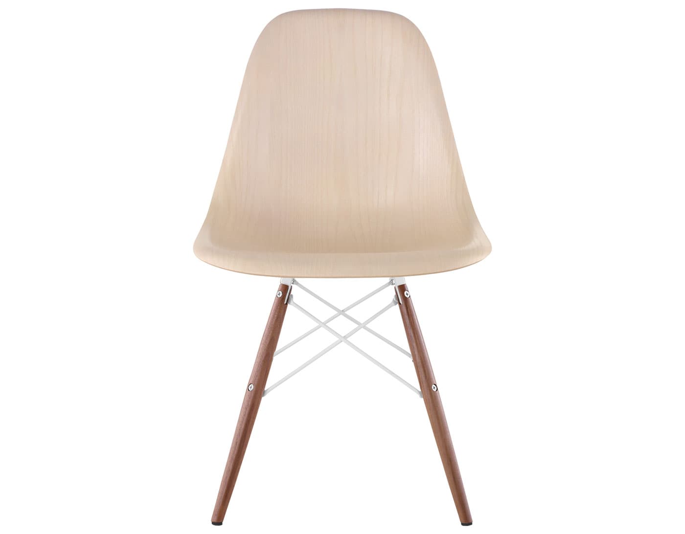 eames molded wood side chair with dowel base / standard glides with felt bottom  / white ash  / white  / walnut with black glides