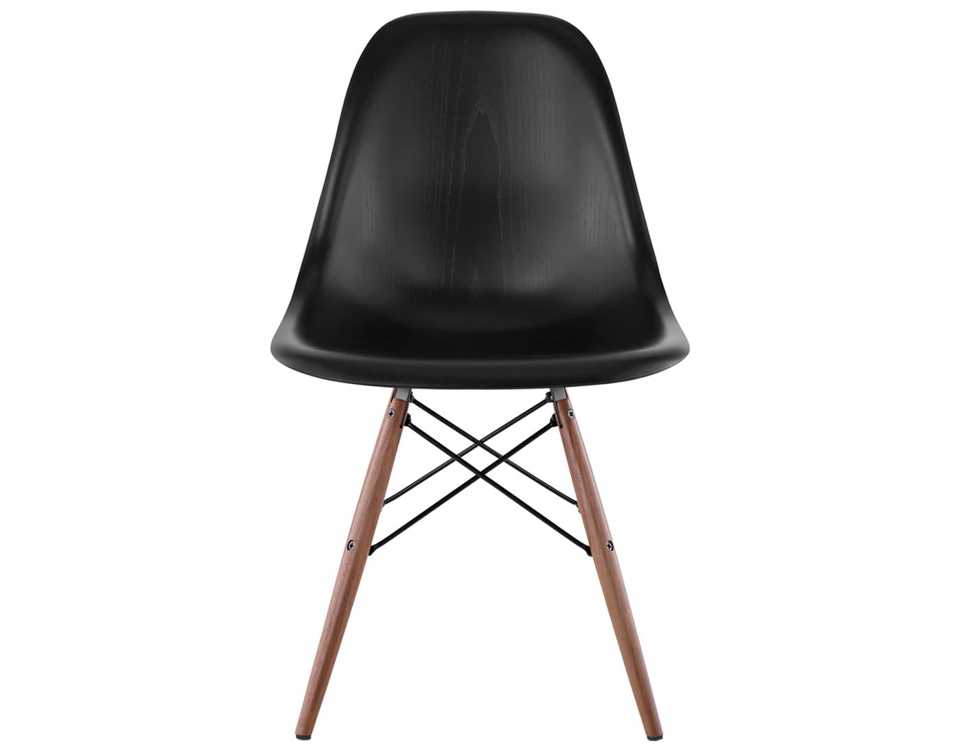 eames molded wood side chair with dowel base / standard glides  / ebony  / black  / walnut with black glides