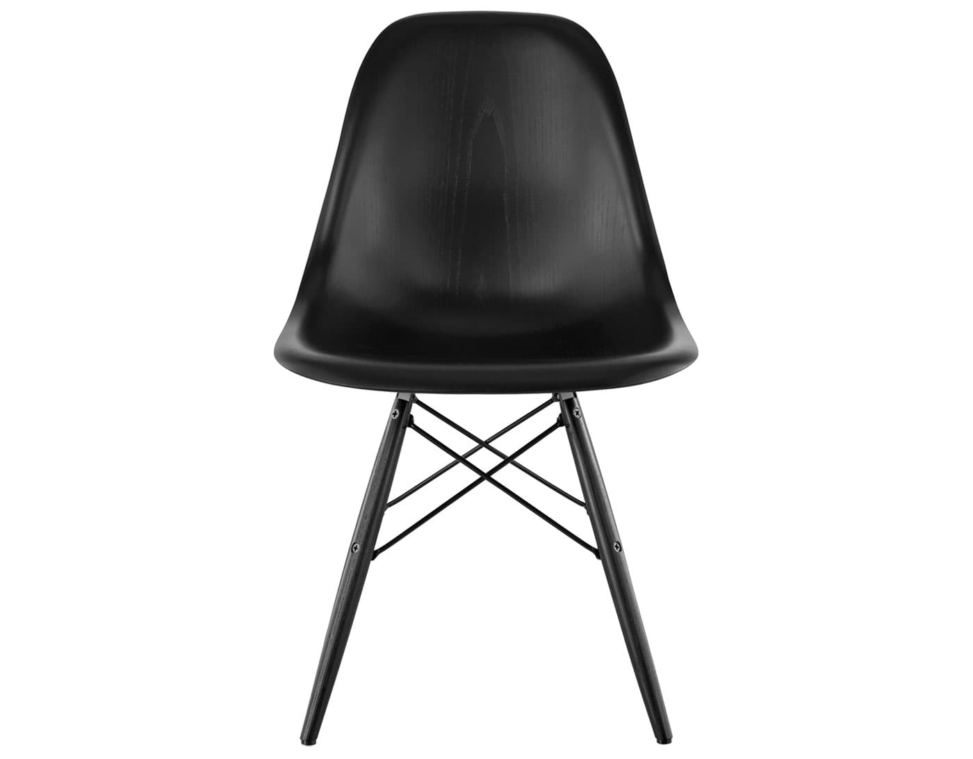 eames molded wood side chair with dowel base / standard glides  / ebony  / black  / ebony with black glides
