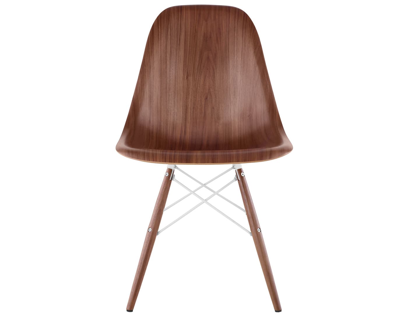 eames molded wood side chair with dowel base / standard glides with felt bottom  / walnut  / white  / walnut with black glides