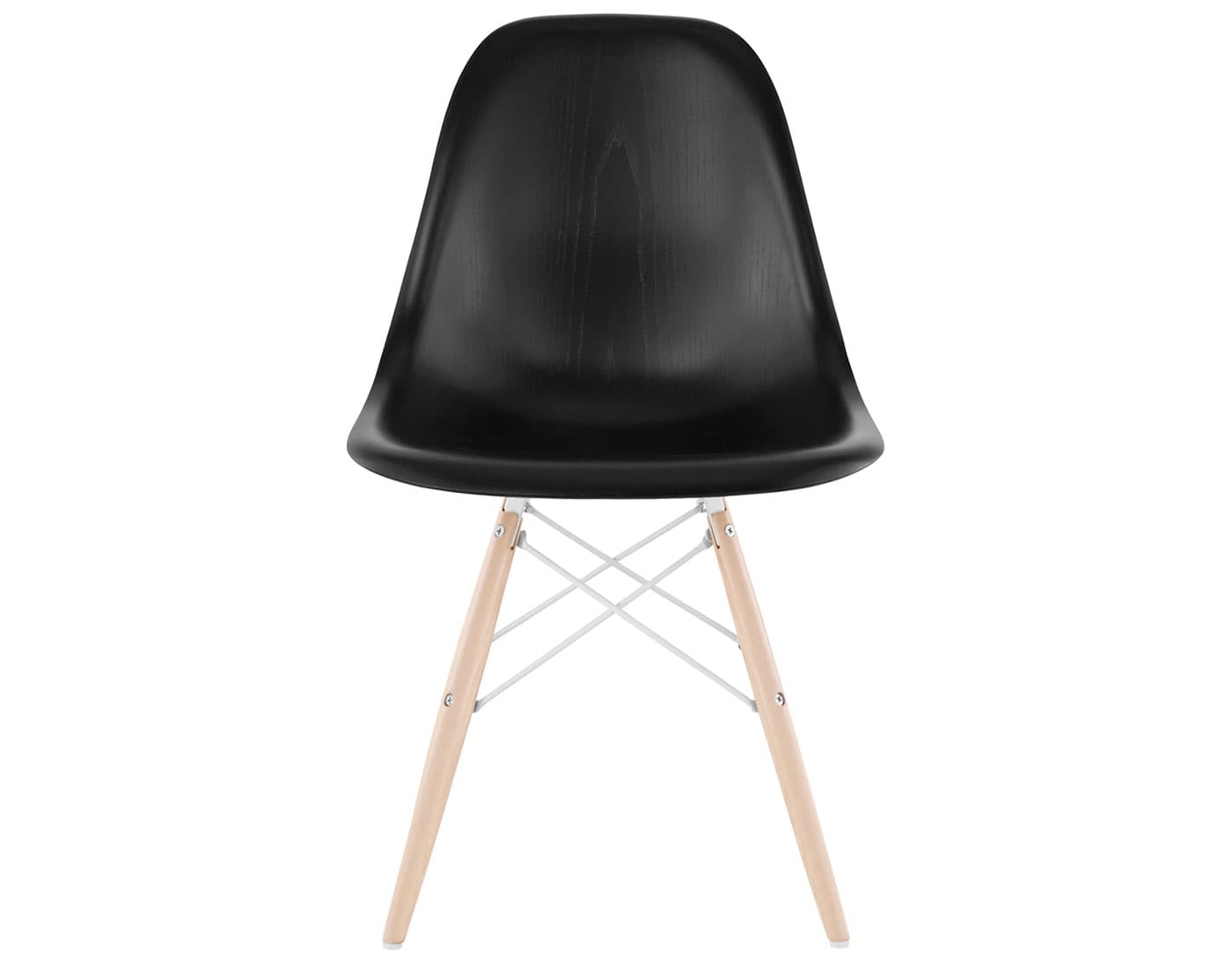 eames molded wood side chair with dowel base / standard glides with felt bottom  / ebony  / white  / maple with white glides