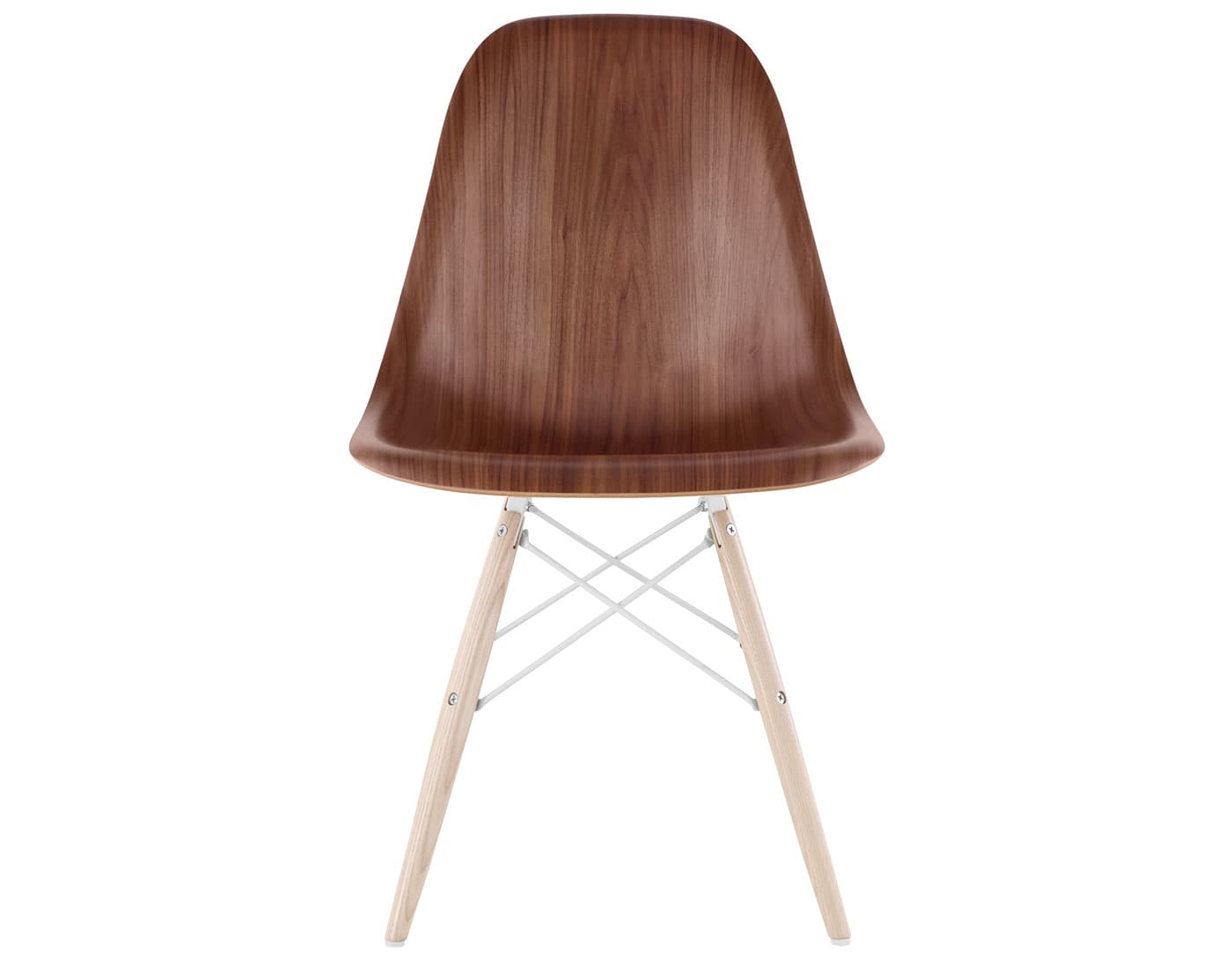 eames molded wood side chair with dowel base / standard glides with felt bottom  / walnut  / white  / white ash with white glides