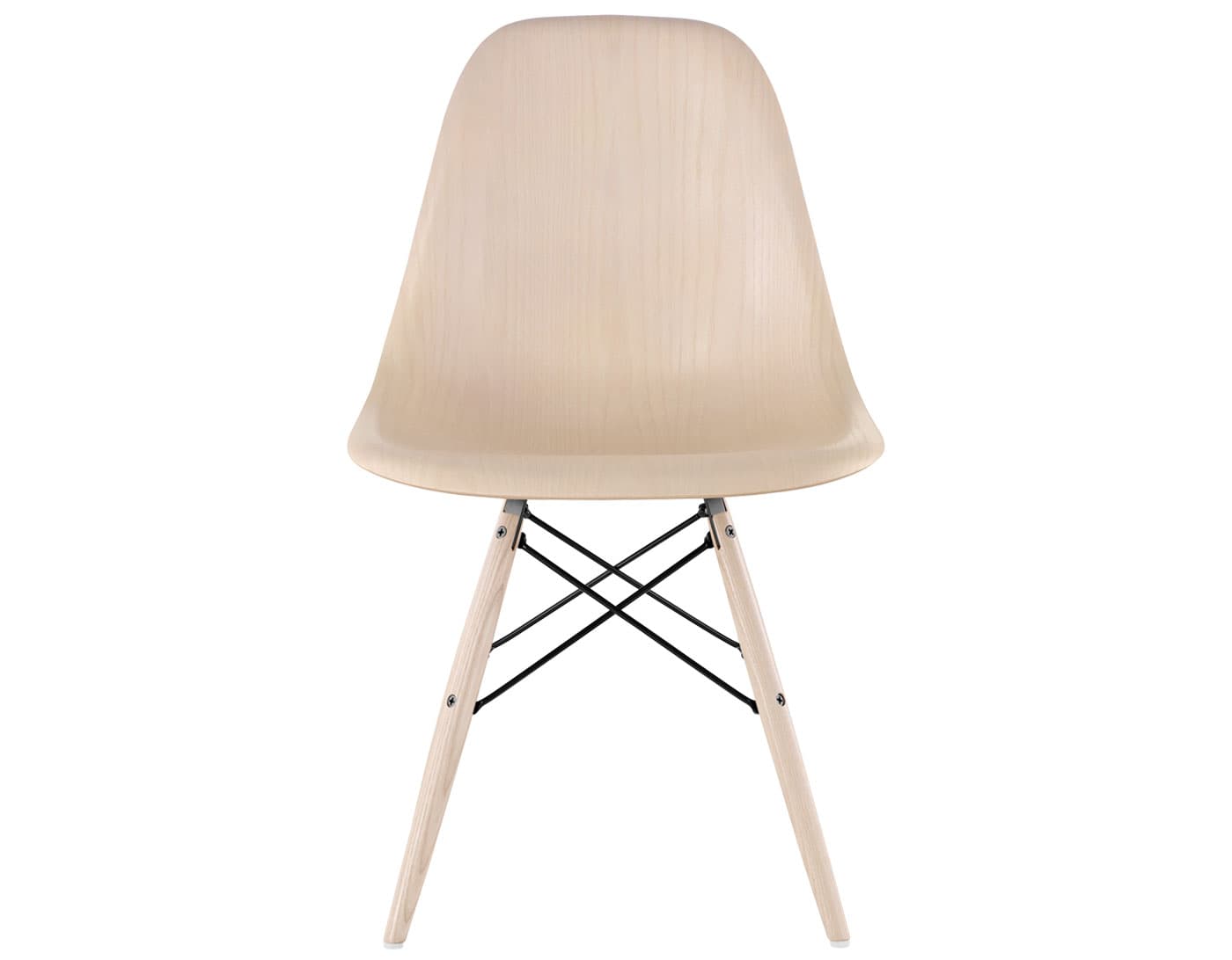 eames molded wood side chair with dowel base / standard glides  / white ash  / black  / white ash with white glides