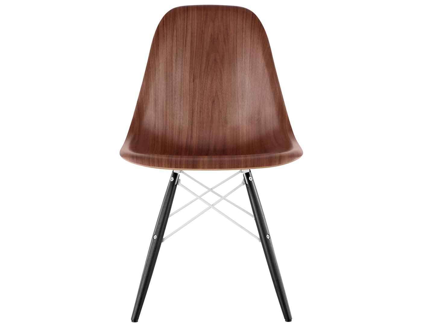 eames molded wood side chair with dowel base / standard glides with felt bottom  / walnut  / white  / ebony with black glides
