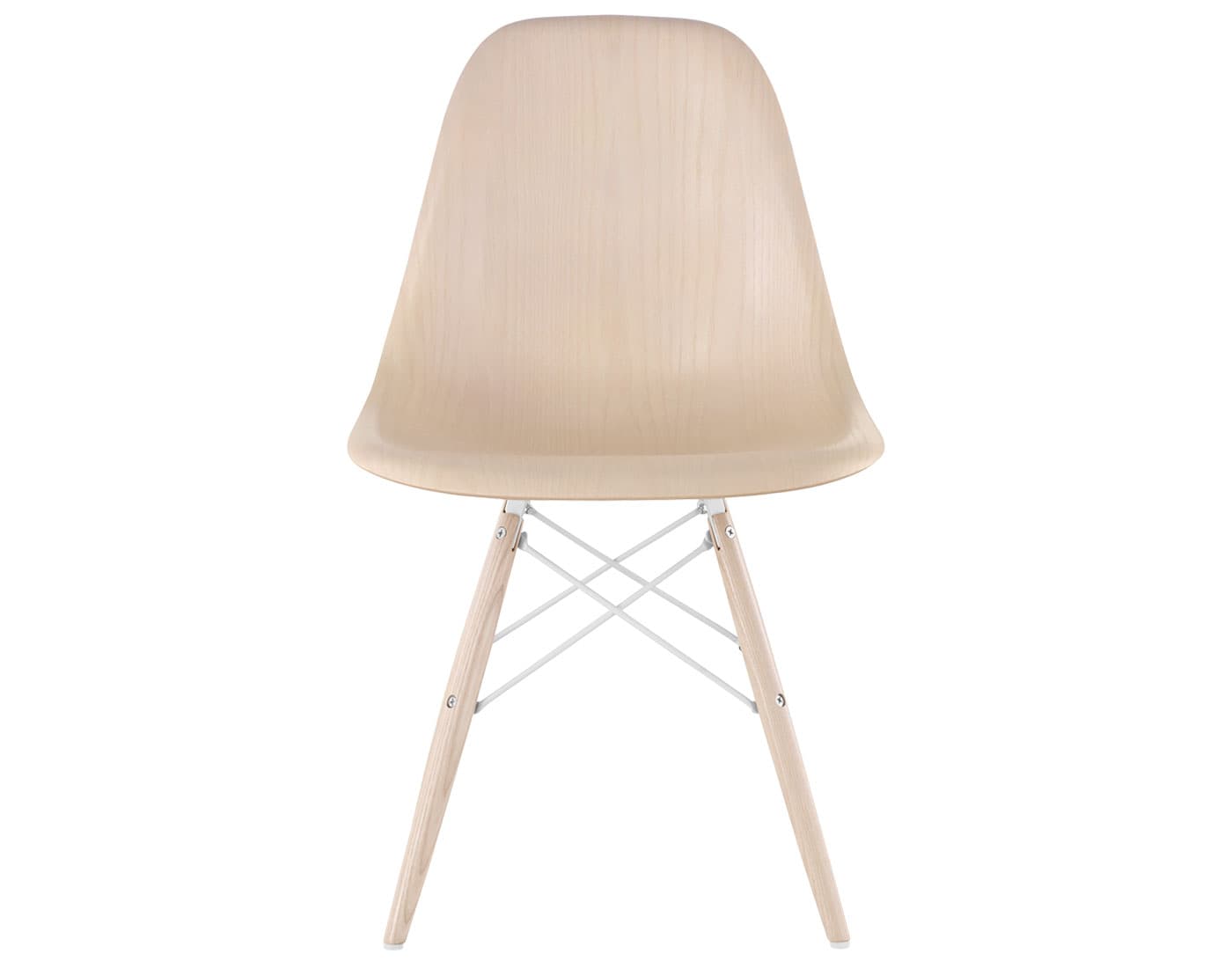 eames molded wood side chair with dowel base / standard glides  / white ash  / white  / white ash with white glides
