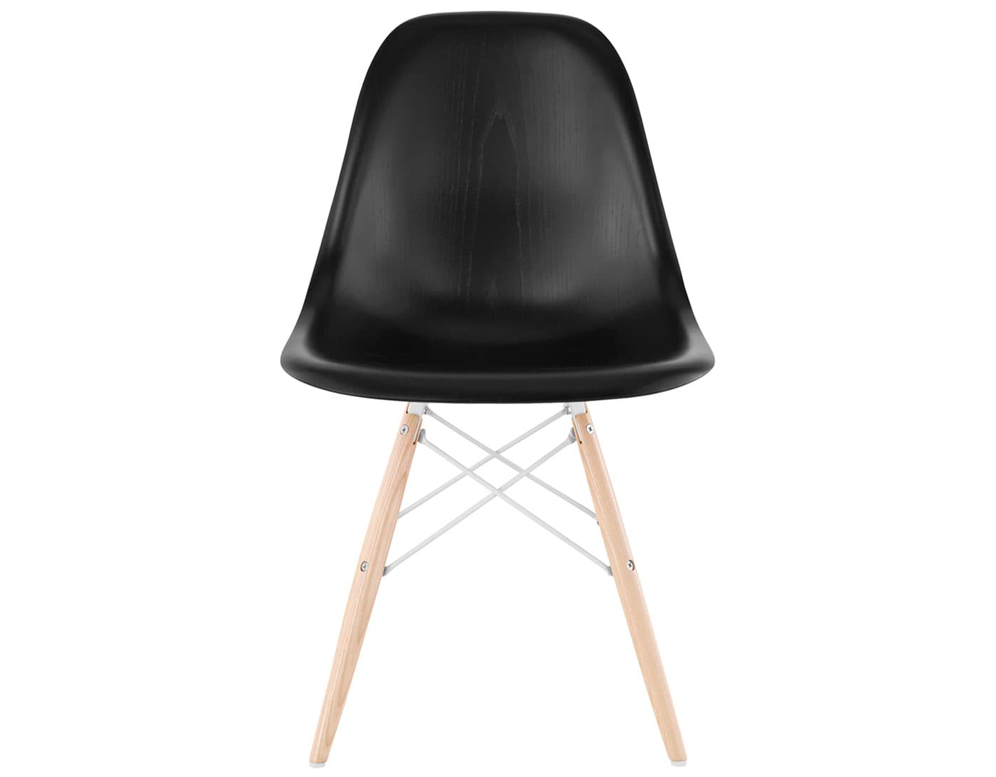 eames molded wood side chair with dowel base / standard glides  / ebony  / white  / white oak with white glides