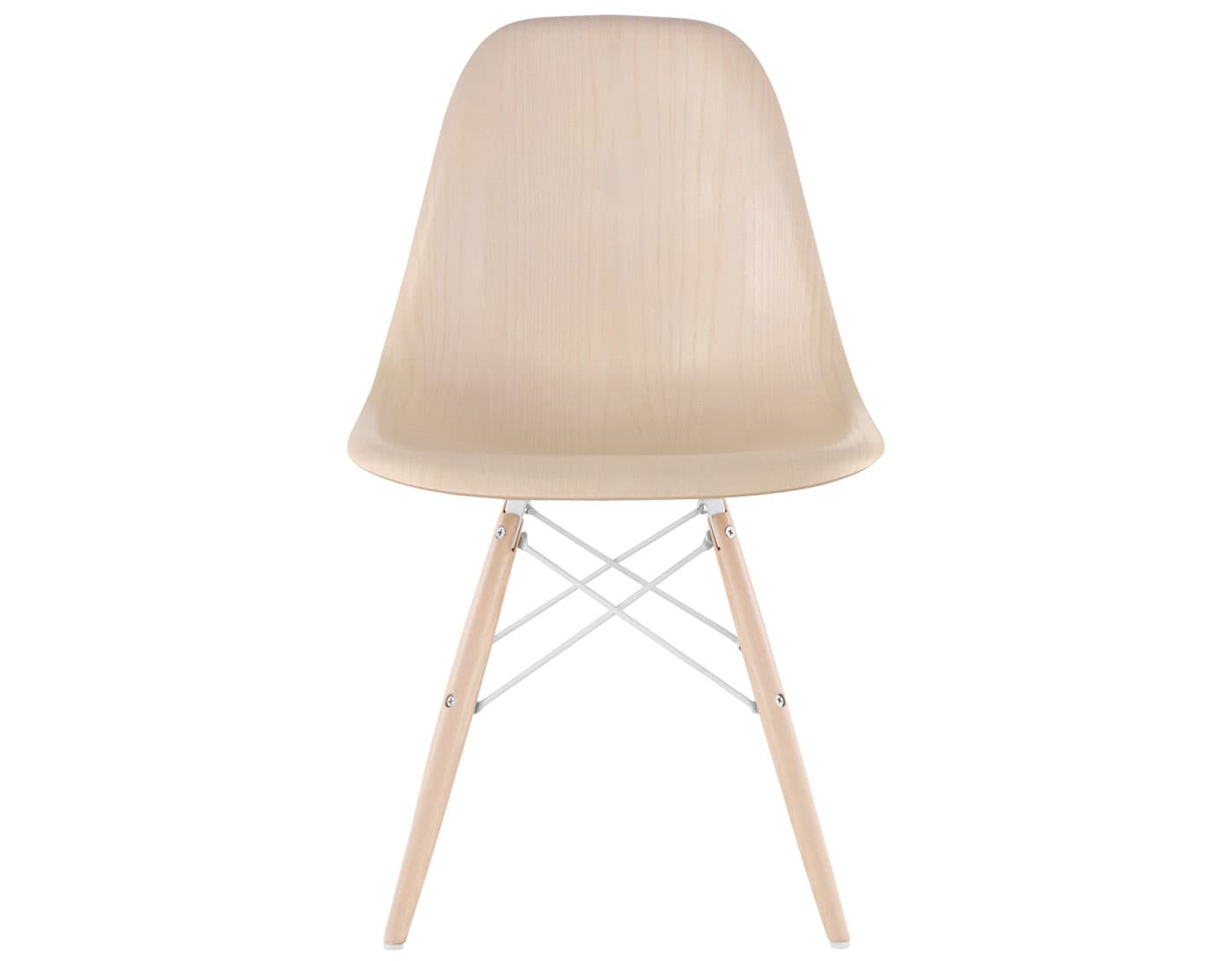 eames molded wood side chair with dowel base / standard glides with felt bottom  / white ash  / white  / maple with white glides
