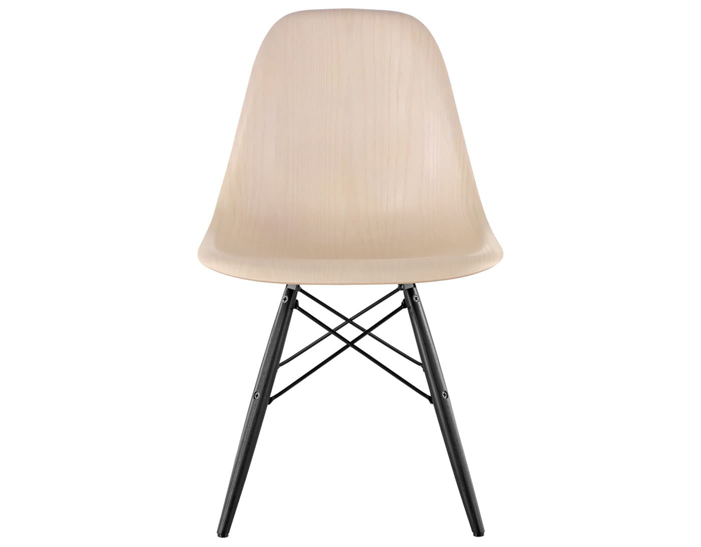 eames molded wood side chair with dowel base / standard glides  / white ash  / black  / ebony with black glides