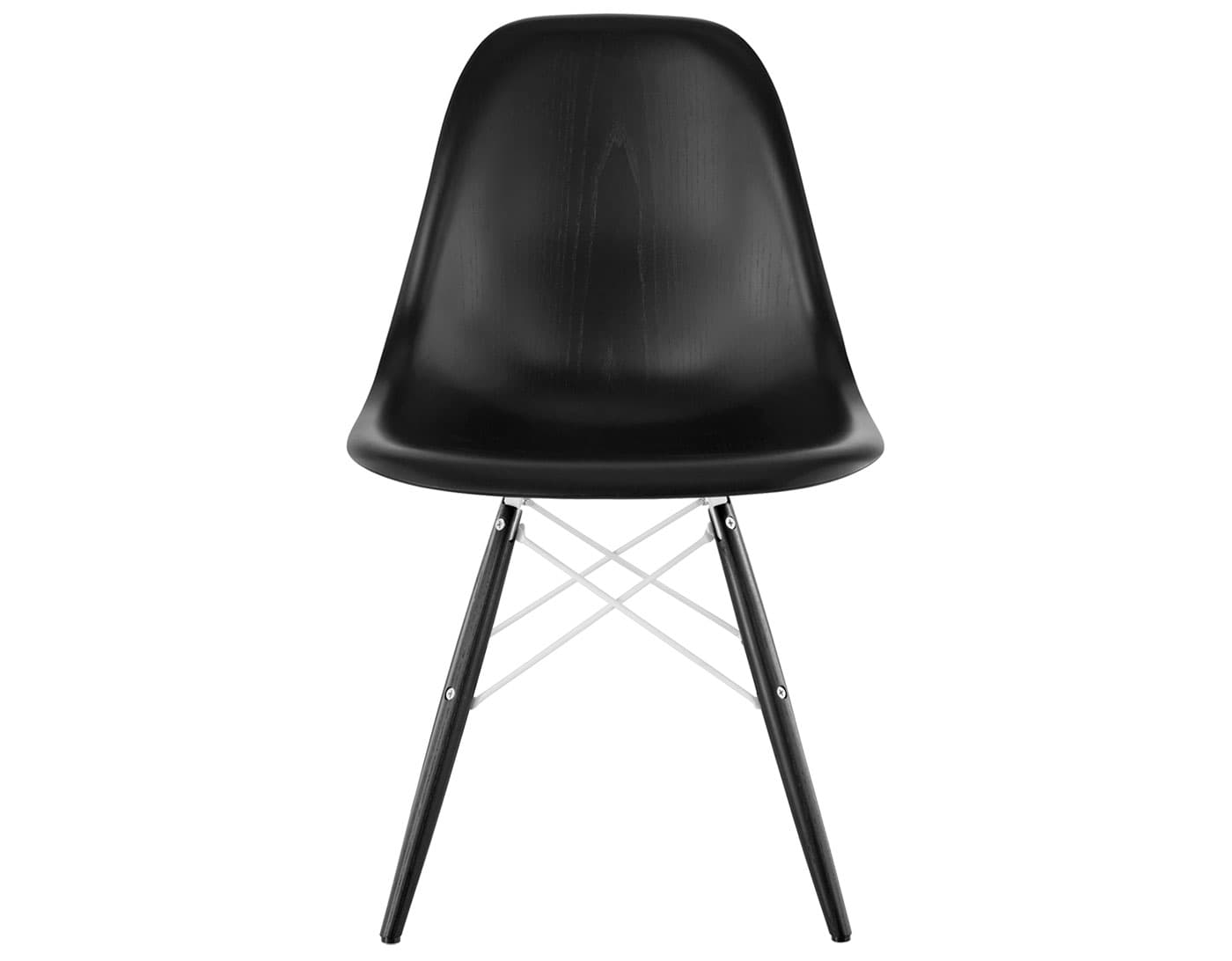 eames molded wood side chair with dowel base / standard glides  / ebony  / white  / ebony with black glides