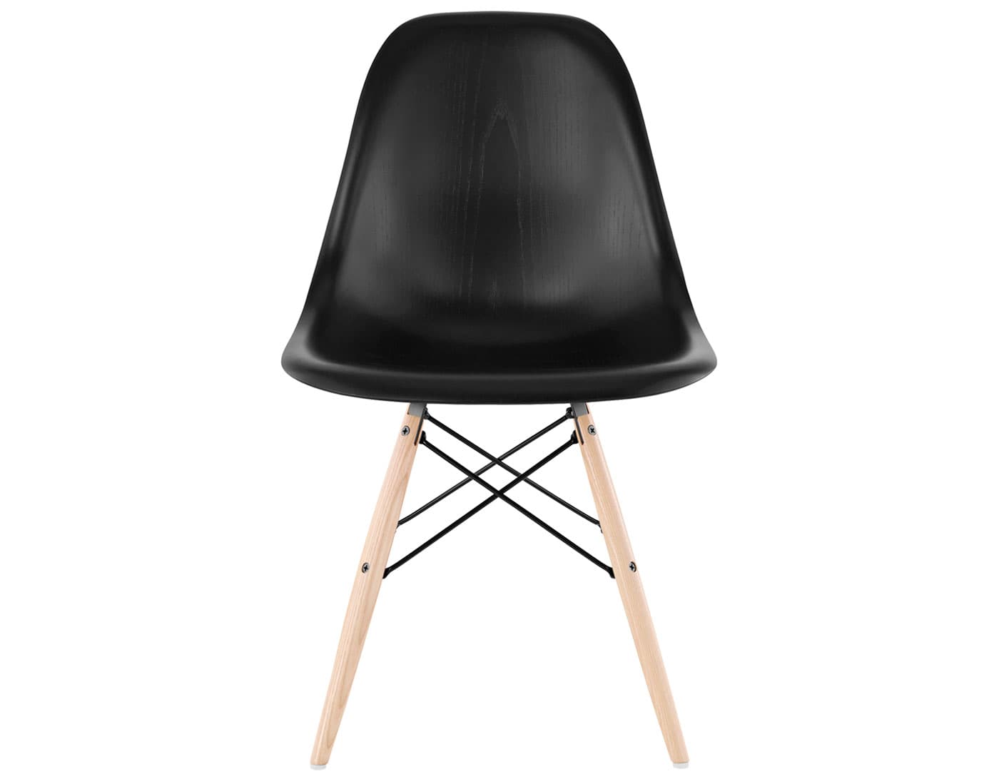 eames molded wood side chair with dowel base / standard glides  / ebony  / black  / white oak with white glides