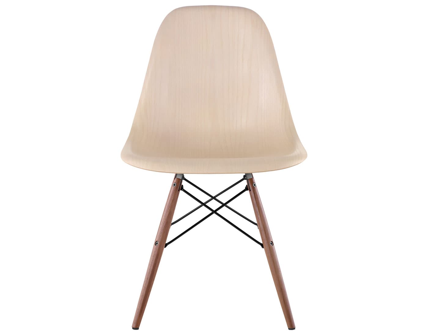 eames molded wood side chair with dowel base / standard glides  / white ash  / black  / walnut with black glides