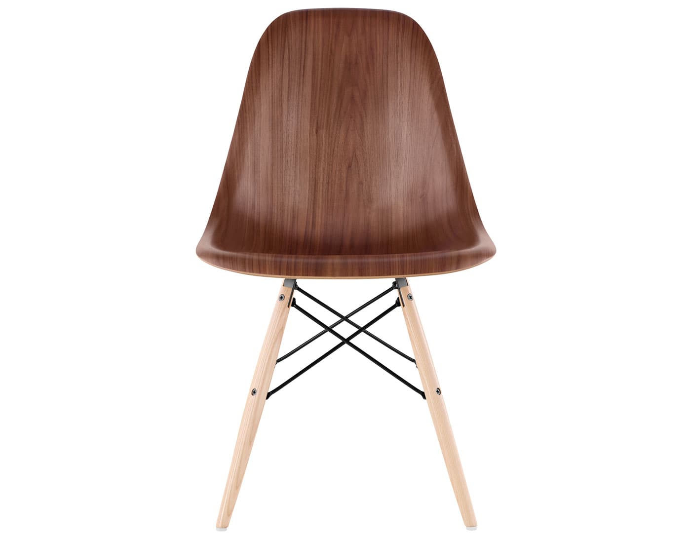 eames molded wood side chair with dowel base / standard glides  / walnut  / black  / white oak with white glides
