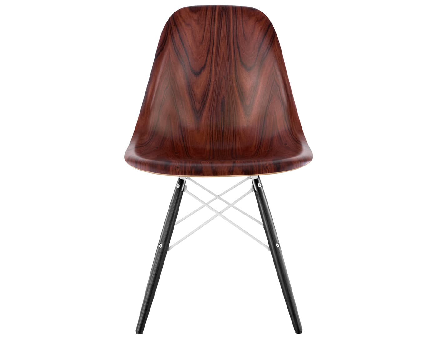 eames molded wood side chair with dowel base / standard glides  / santos palisander  / white  / ebony with black glides
