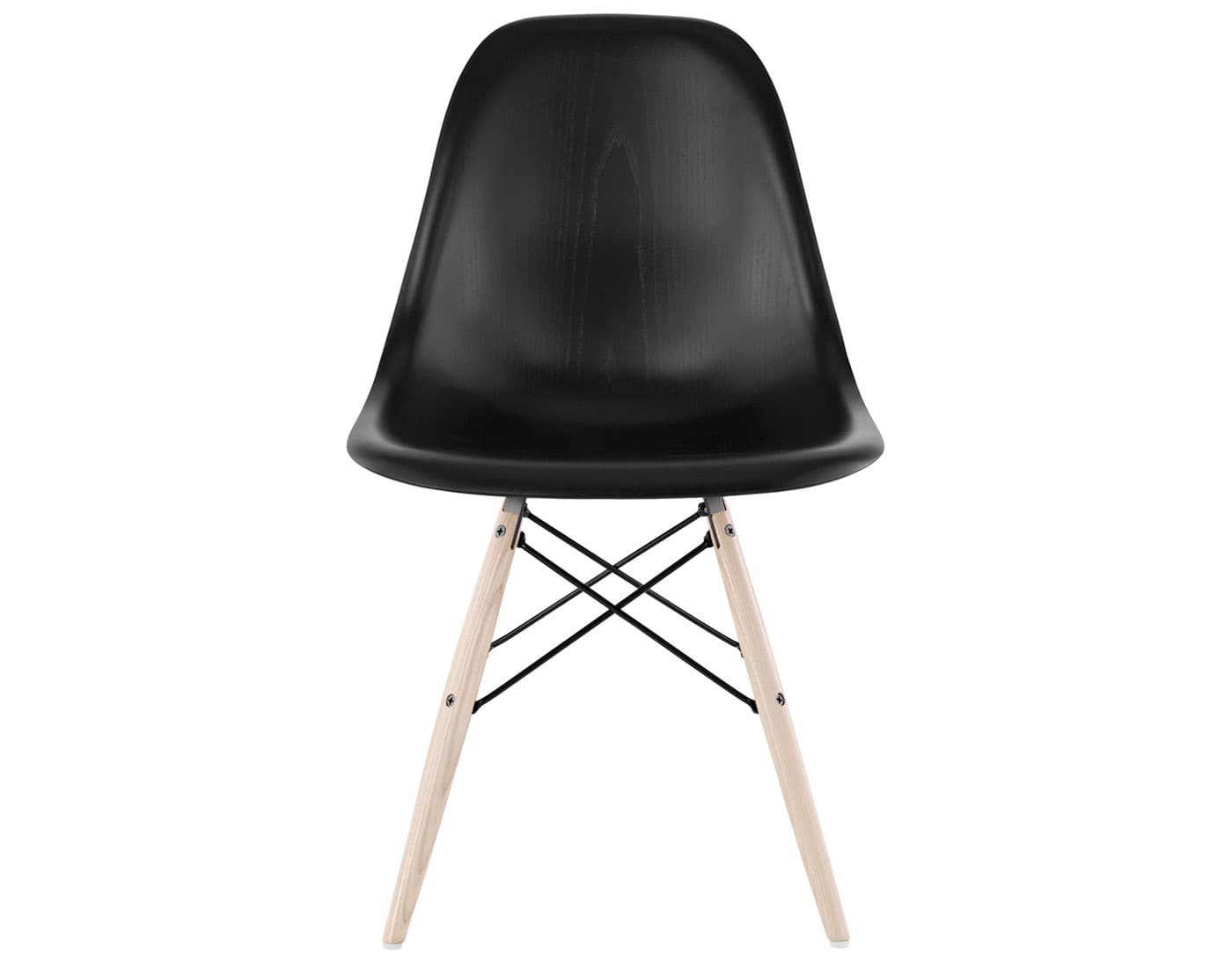 eames molded wood side chair with dowel base / standard glides  / ebony  / black  / white ash with white glides