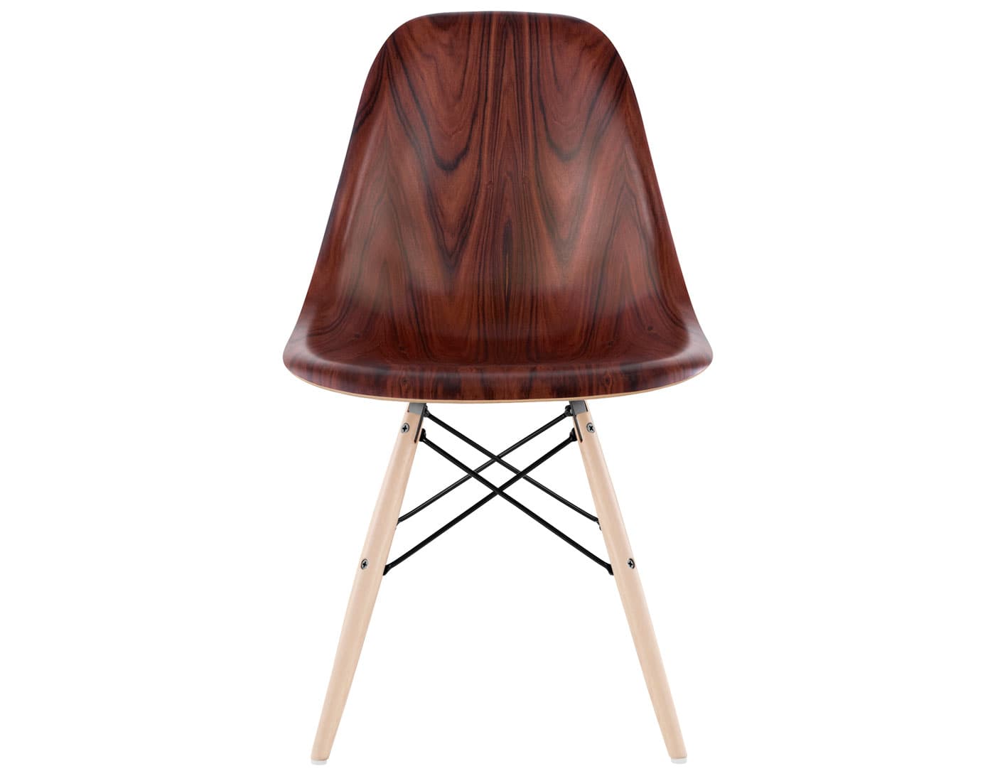 eames molded wood side chair with dowel base / standard glides  / santos palisander  / black  / maple with white glides