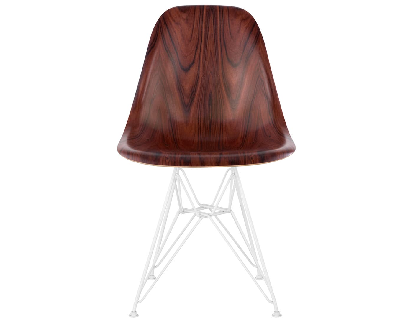 eames molded wood side chair with wire base / standard glides with felt bottom  / santos palisander  / white