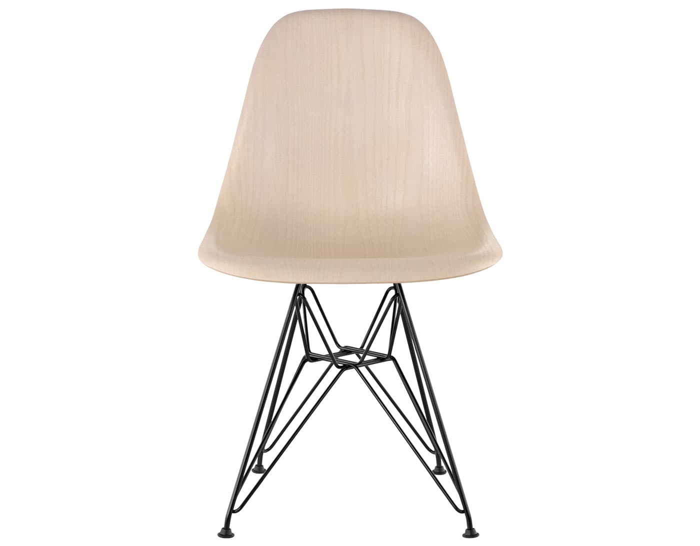eames molded wood side chair with wire base / standard glides with felt bottom  / white ash  / black