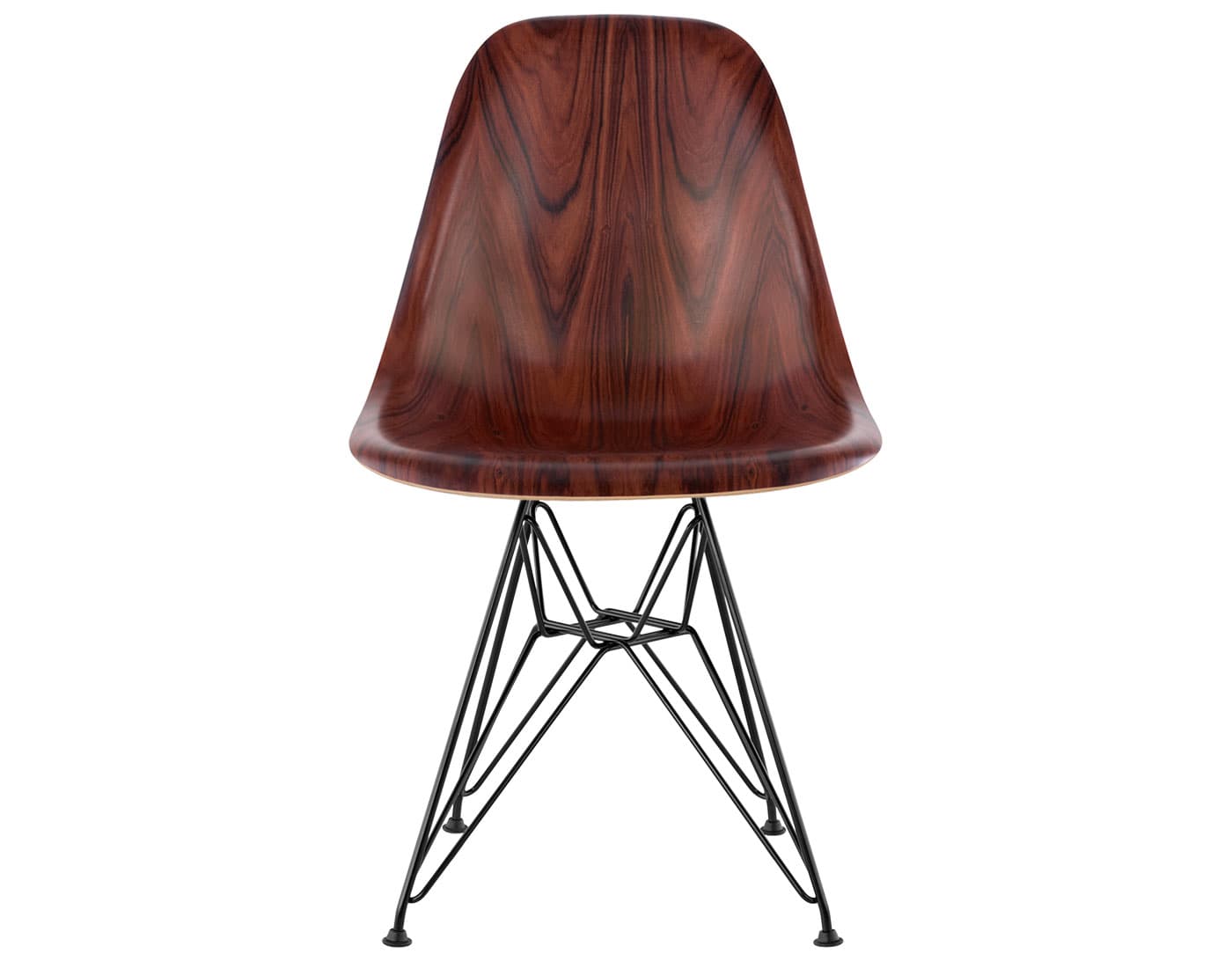 eames molded wood side chair with wire base / standard glides  / santos palisander  / black
