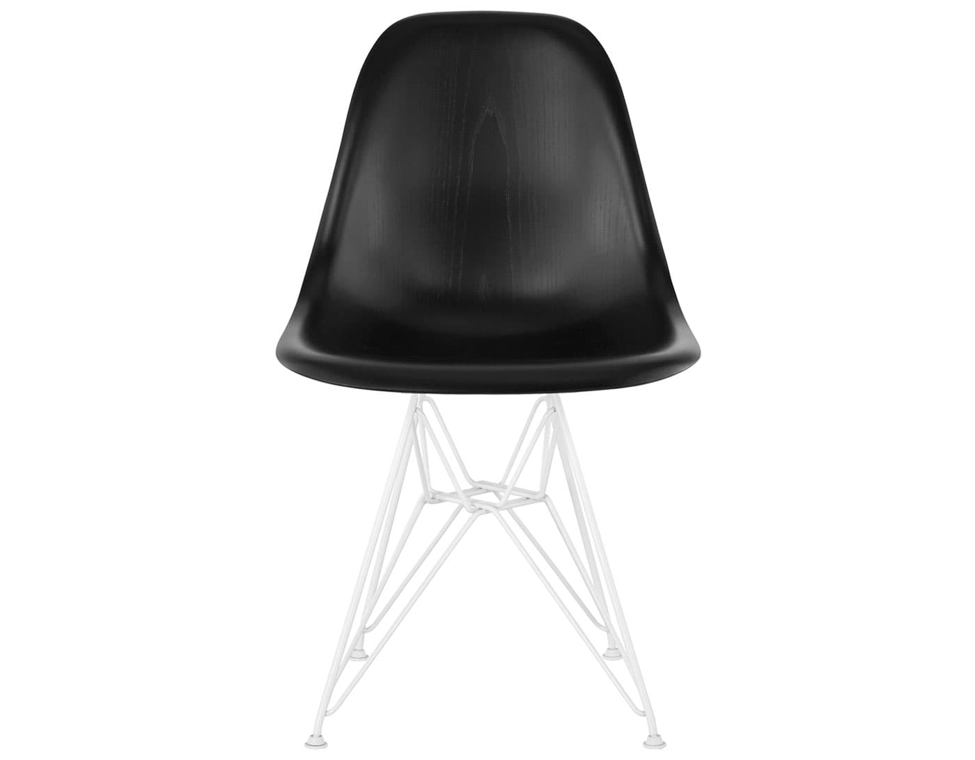 eames molded wood side chair with wire base / standard glides with felt bottom  / ebony  / white