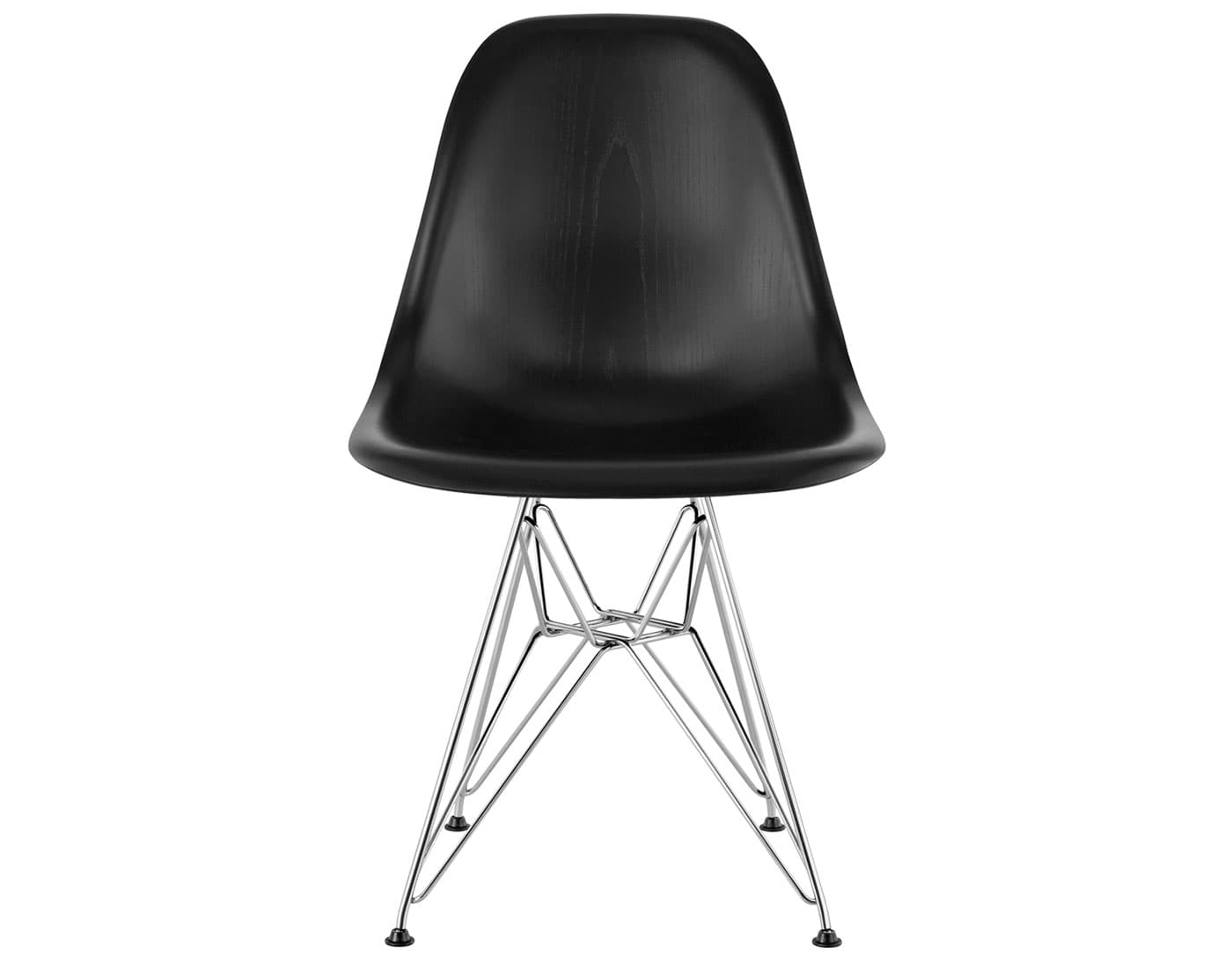 eames molded wood side chair with wire base / standard glides  / ebony  / trivalent chrome