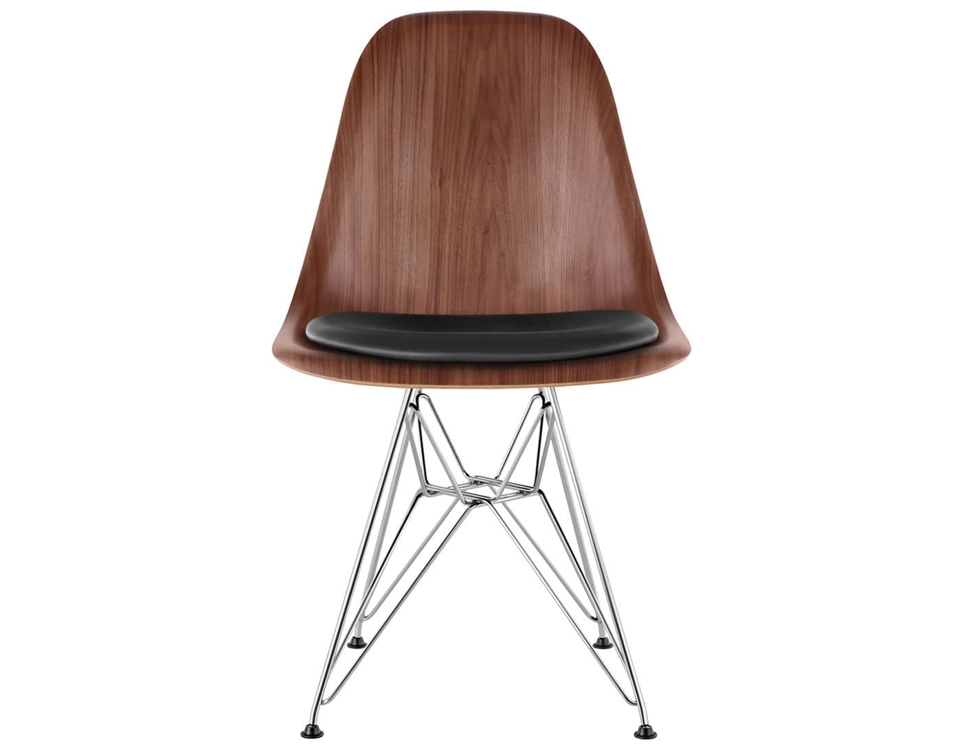 standard glides with felt bottom (E9) / walnut (OU) / leather - black 2109 / trivalent chrome (47)