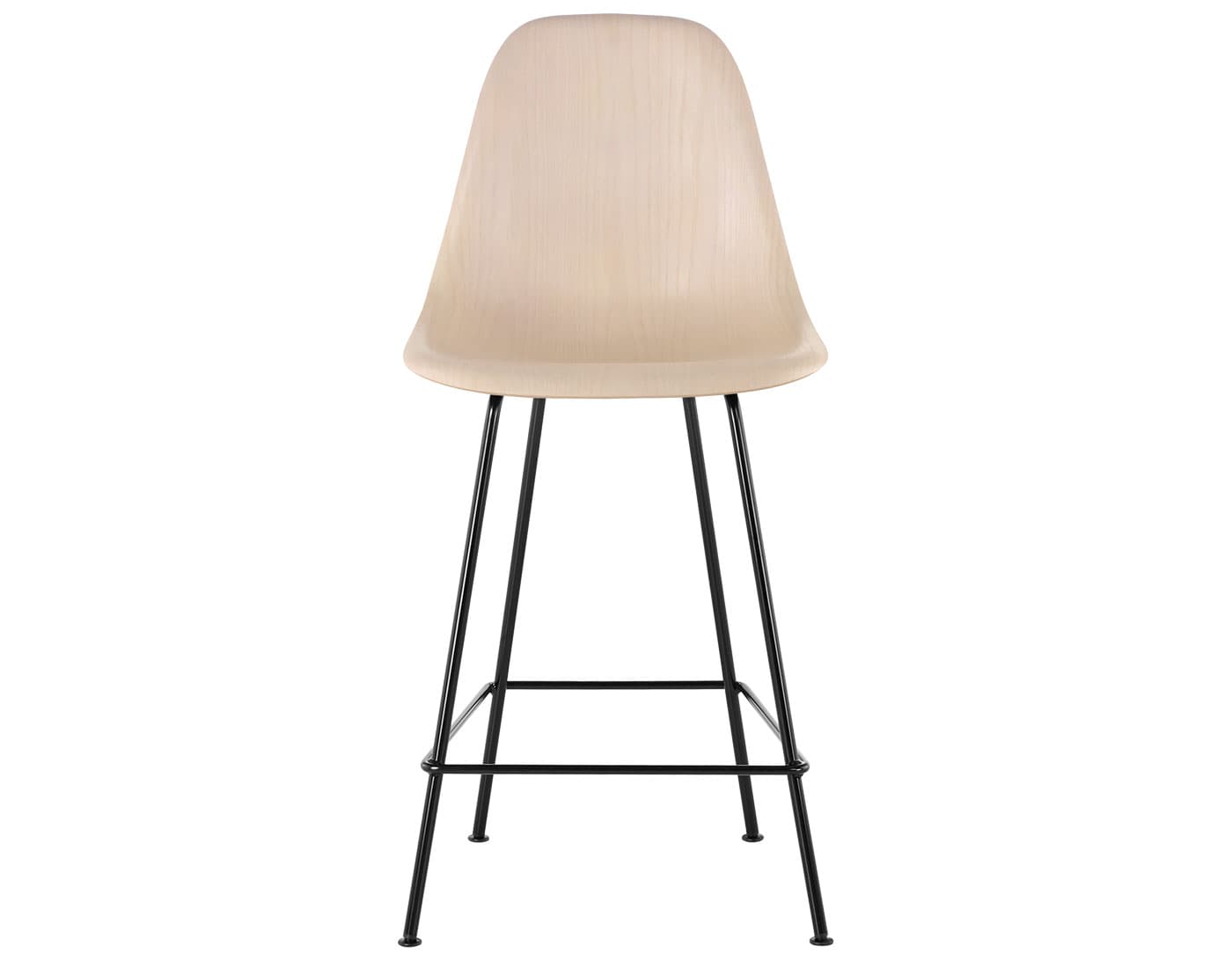 eames molded wood stool / standard glides  / counter height stool  / white ash  / black (BK)