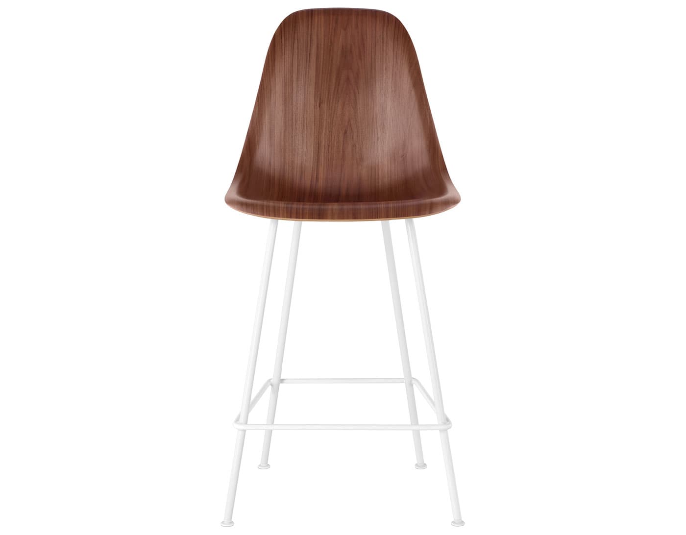 eames molded wood stool / standard glides with felt bottom  / counter height stool  / walnut  / white (91)
