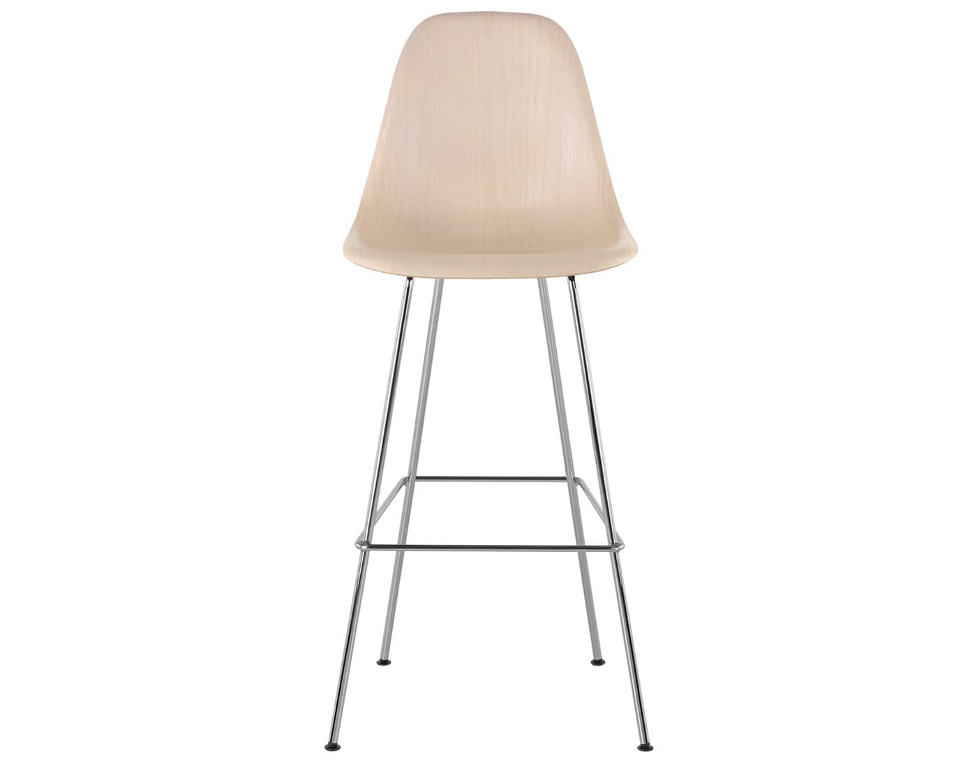 eames molded wood stool / standard glides  / bar height stool  / white ash  / trivalent chrome (47)