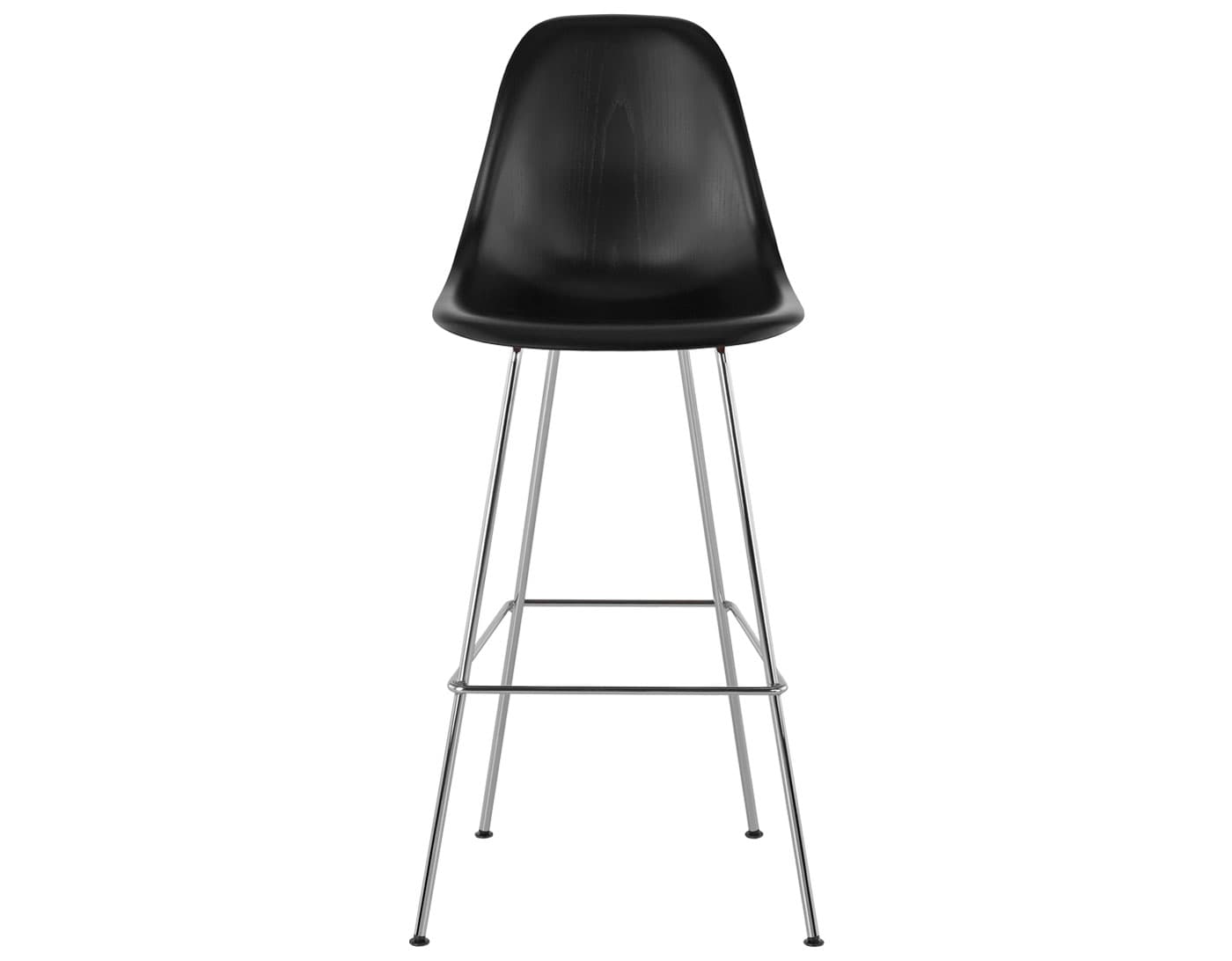 eames molded wood stool / standard glides with felt bottom  / bar height stool  / ebony  / trivalent chrome (47)