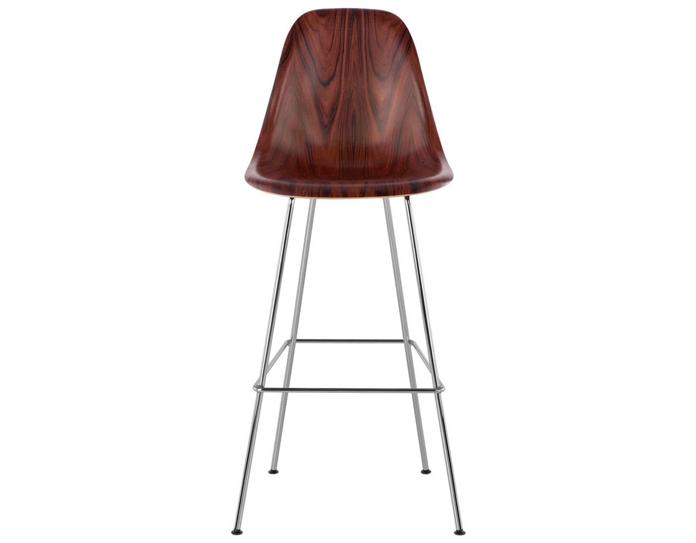 eames molded wood stool / standard glides with felt bottom  / bar height stool  / santos palisander  / trivalent chrome (47)