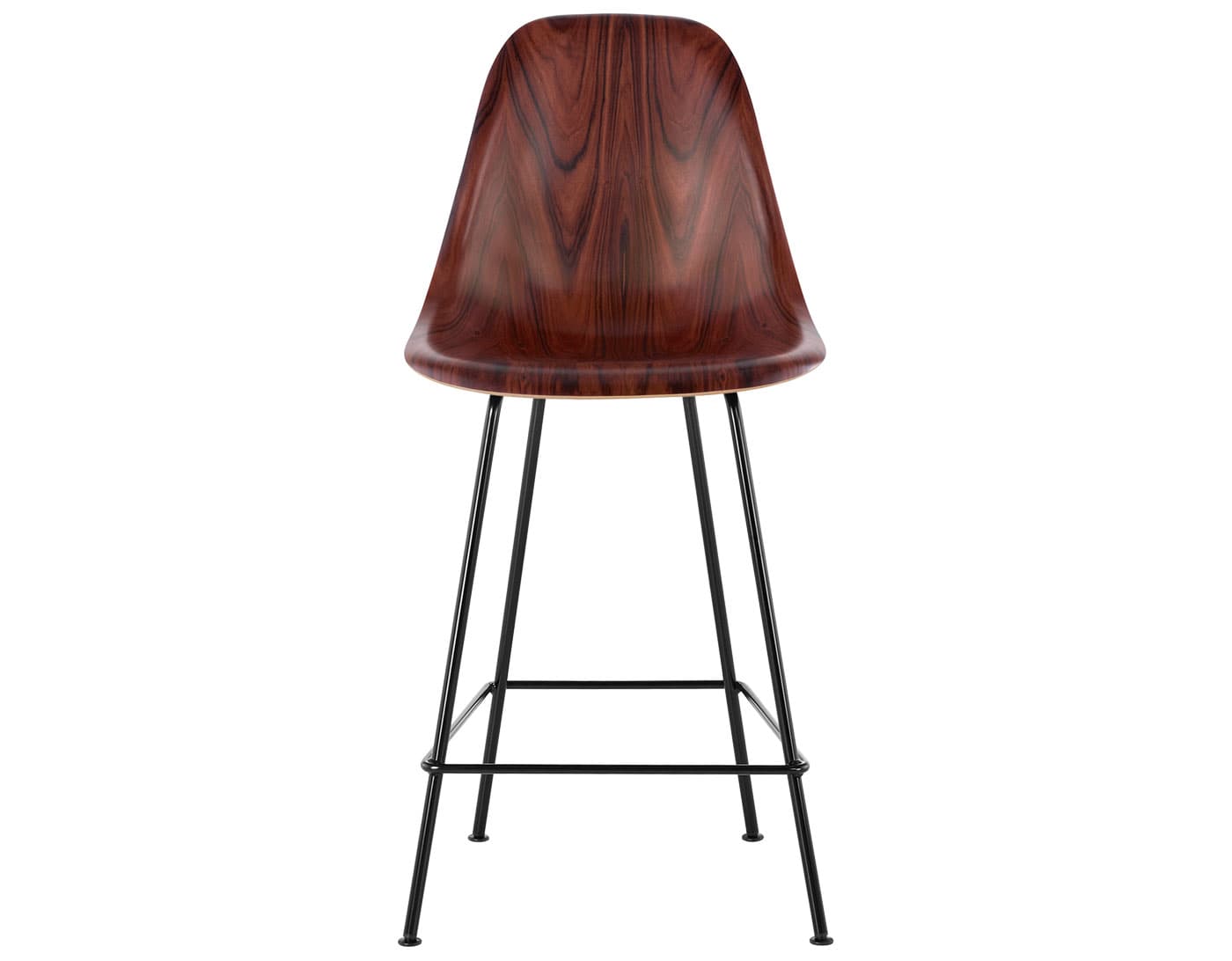 eames molded wood stool / standard glides with felt bottom  / counter height stool  / santos palisander  / black (BK)