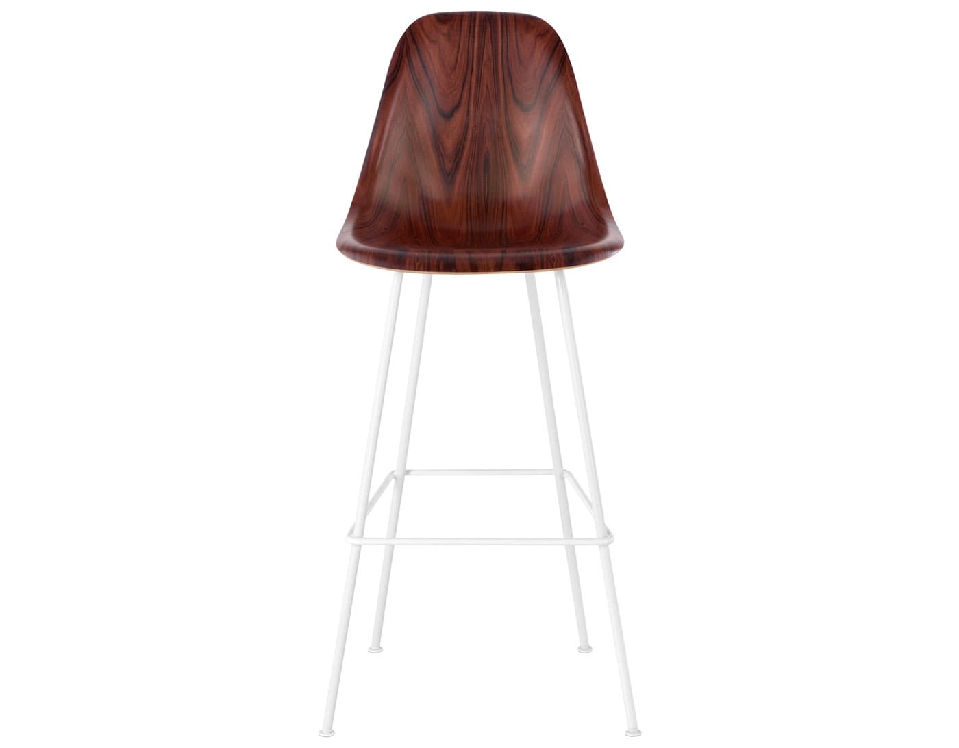 eames molded wood stool / standard glides with felt bottom  / bar height stool  / santos palisander  / white (91)