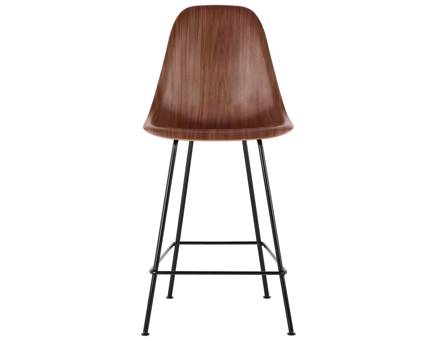 eames molded wood stool / standard glides with felt bottom  / counter height stool  / walnut  / black (BK)